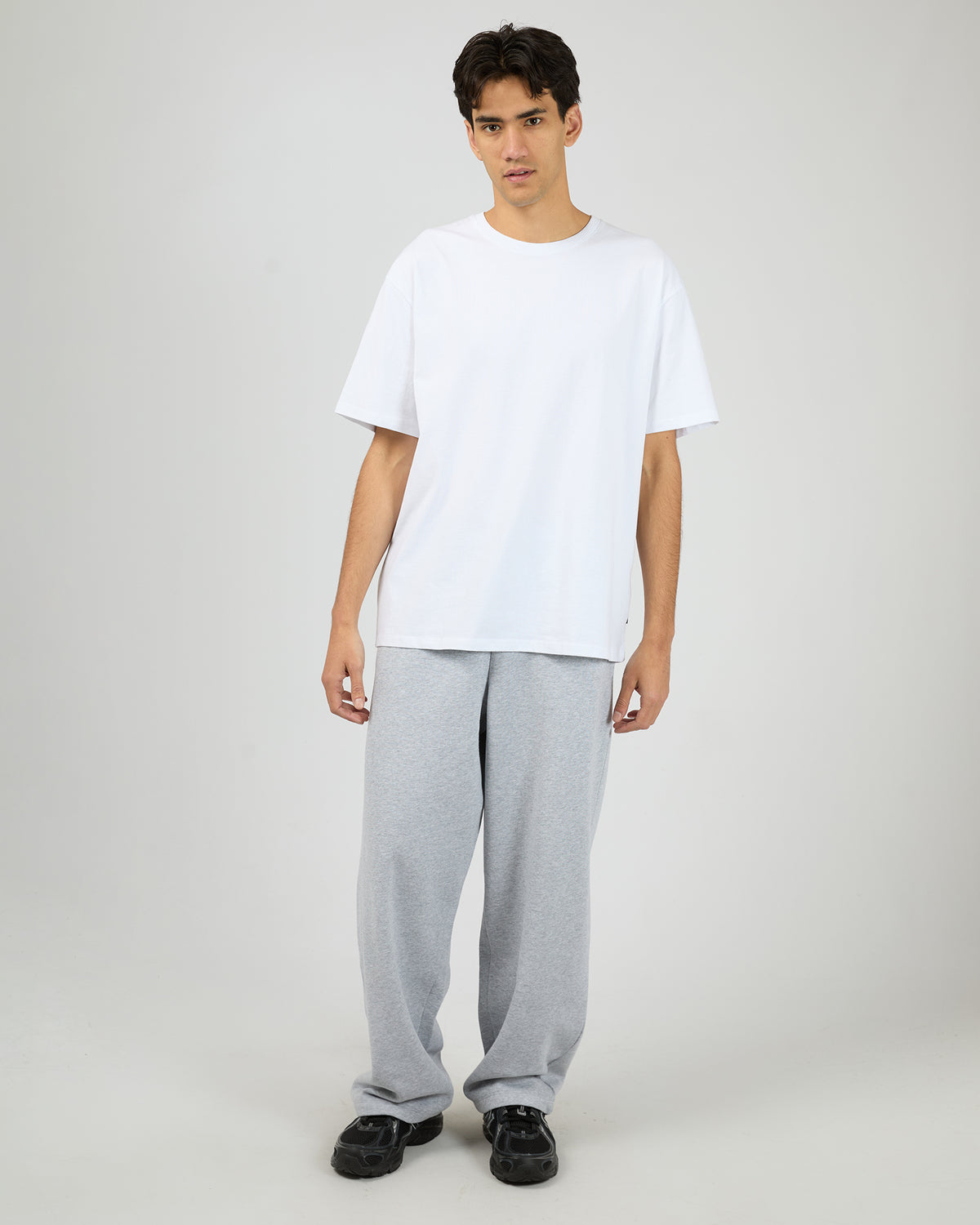 Wide Leg Trackpant Grey Marle