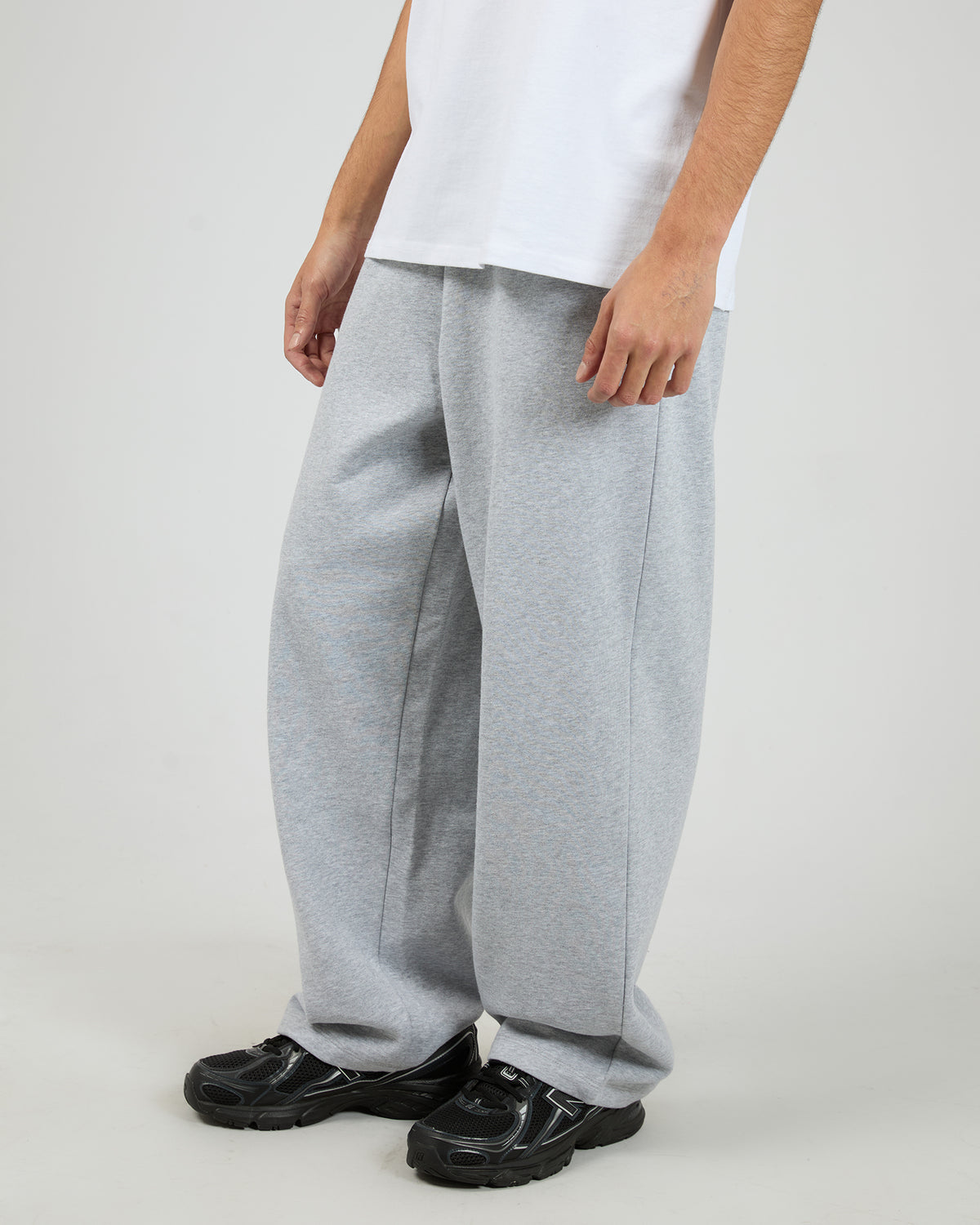 Wide Leg Trackpant Grey Marle