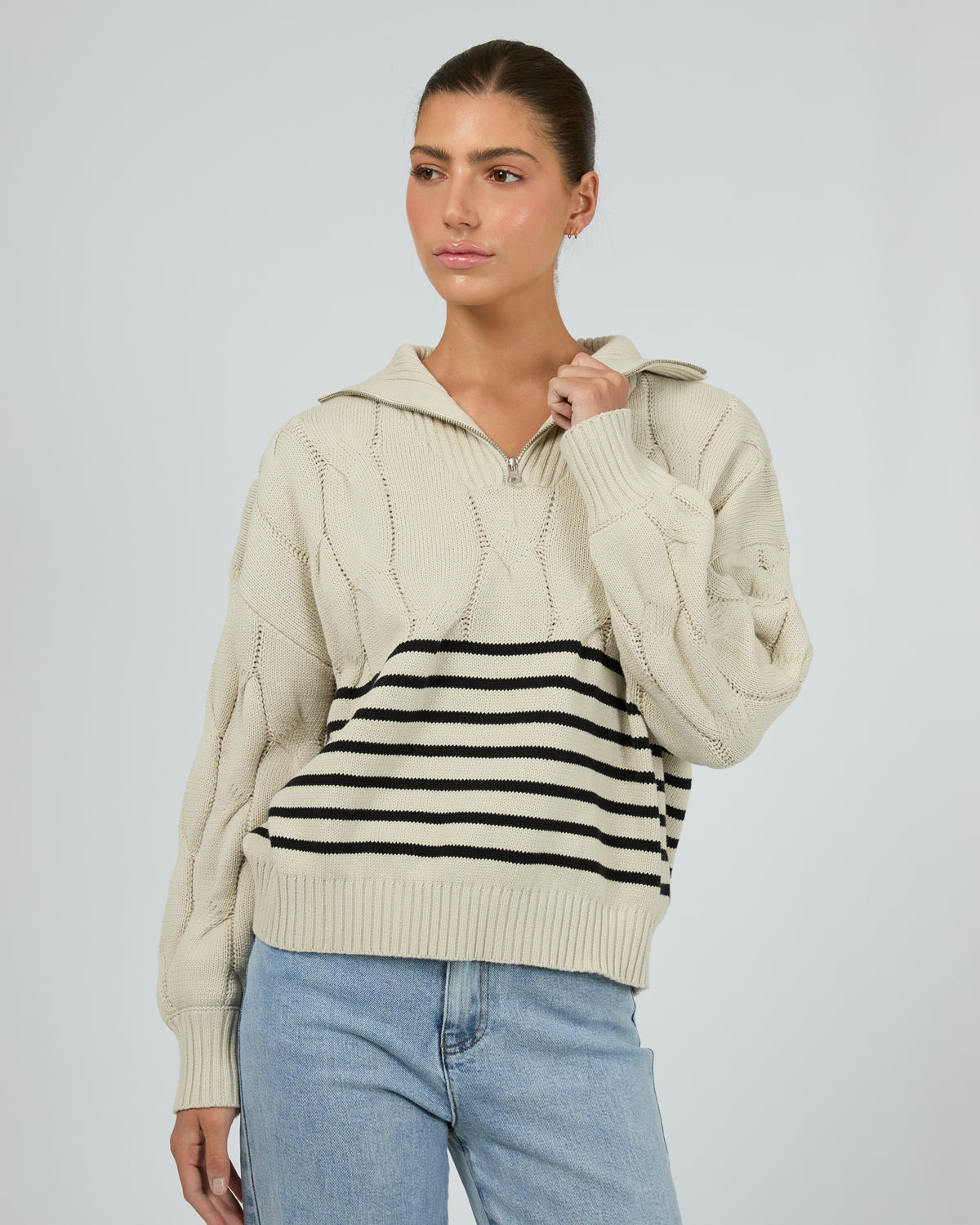 Astrid Quarter Zip Knit Natural