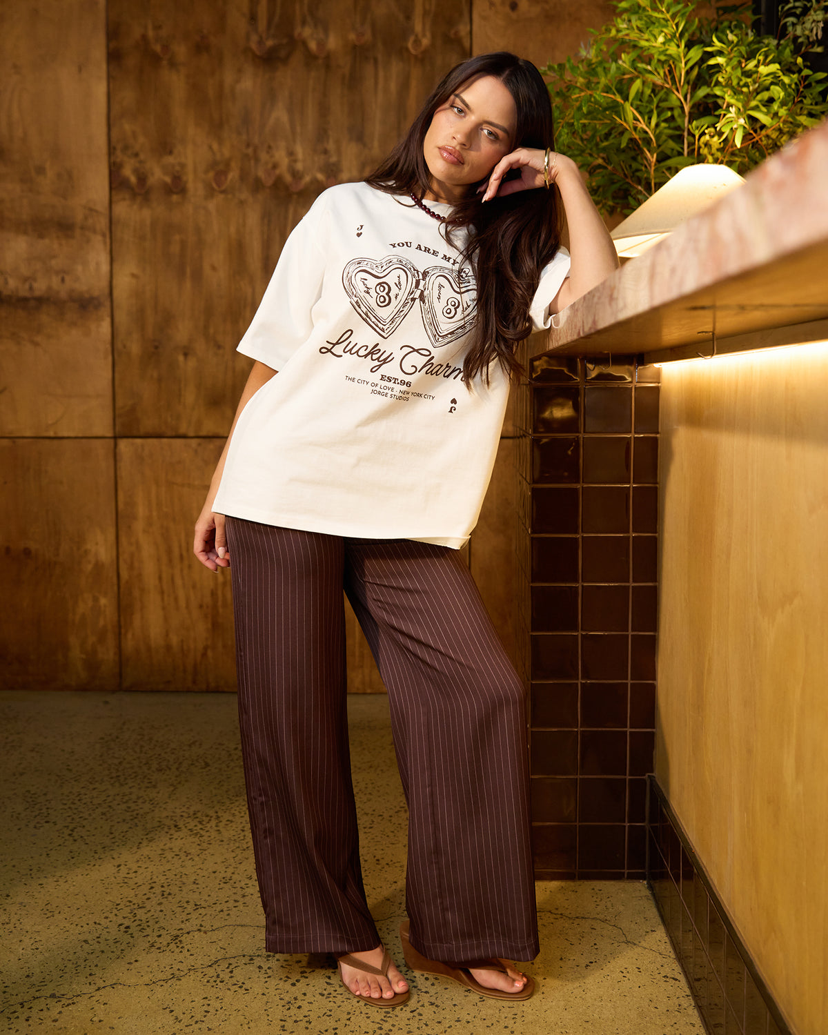 Eden Pinstripe Pant Chocolate