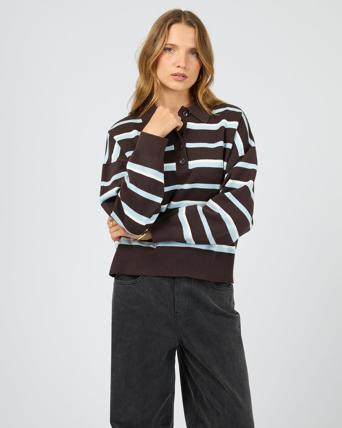 Anita Knit Polo Top Chocolate