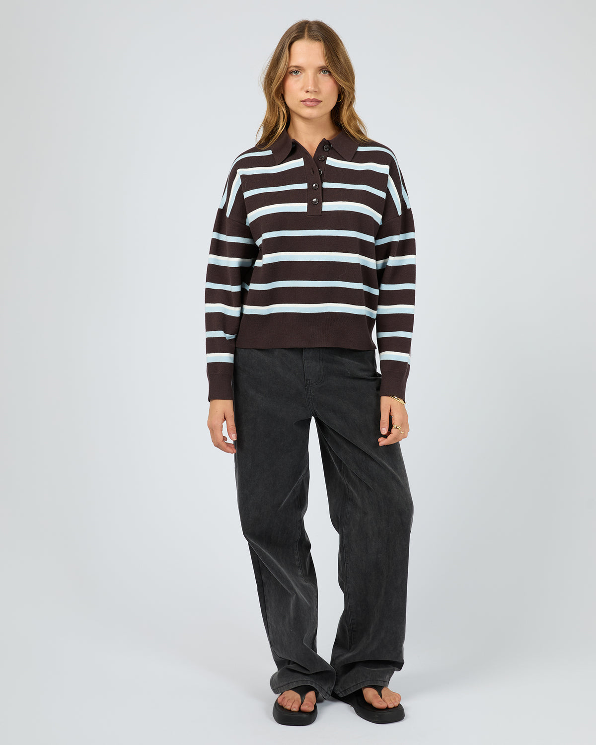 Anita Knit Polo Top Chocolate