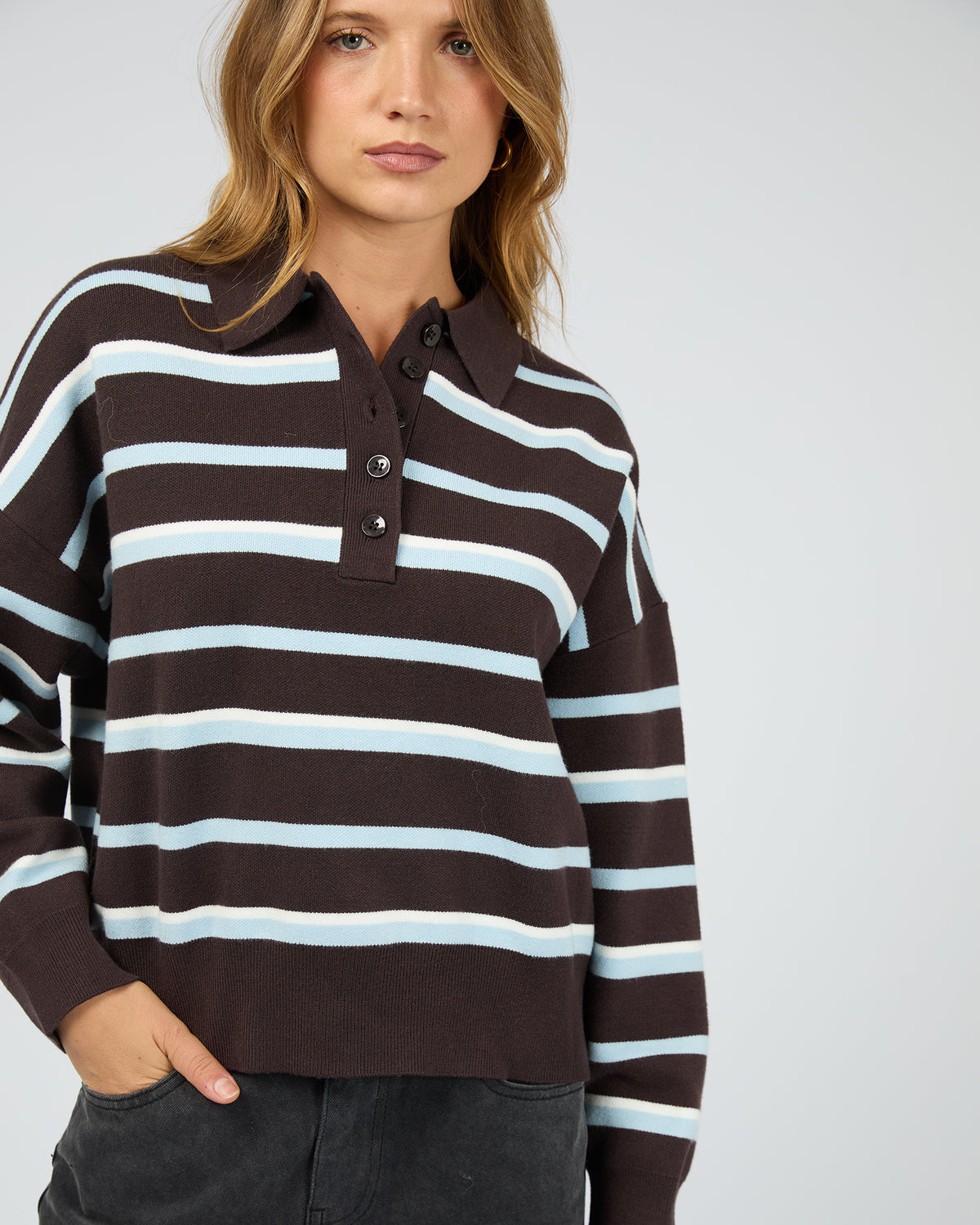 Anita Knit Polo Top Chocolate
