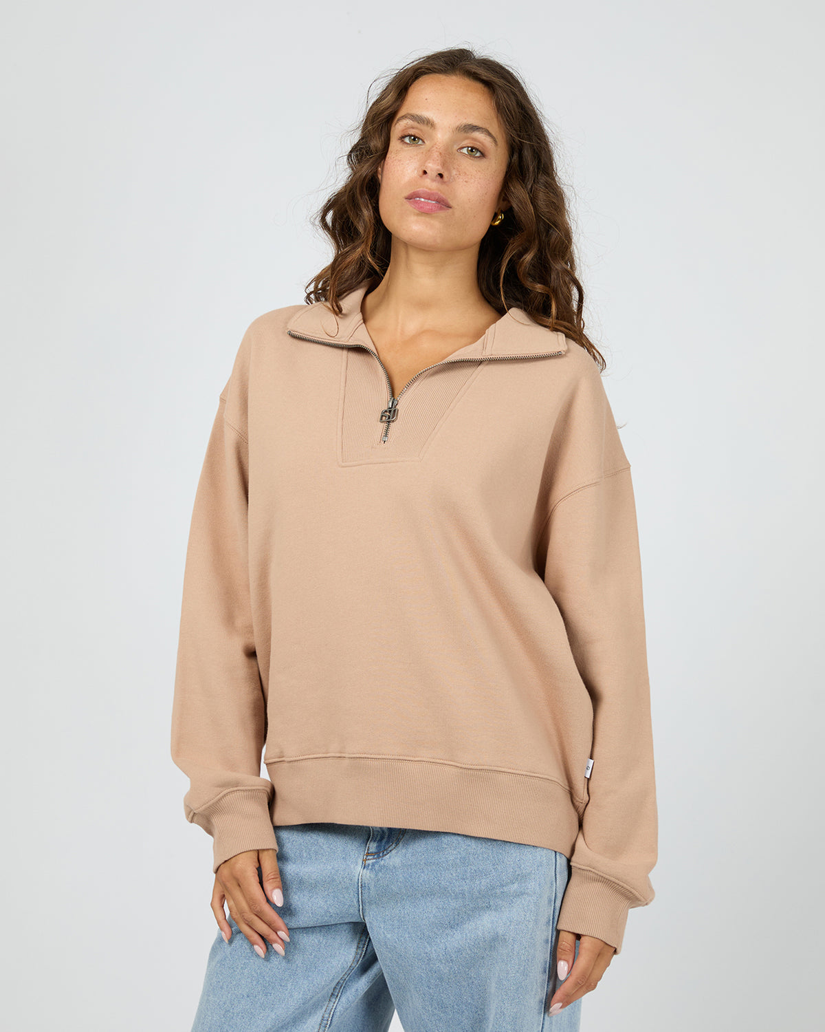 Silent Luxe 1/4 Zip Crew Taupe