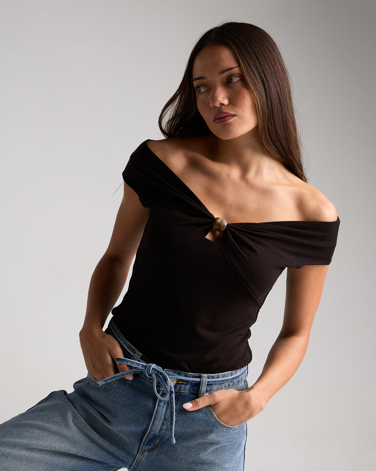 Atlas Off Shoulder Top Black