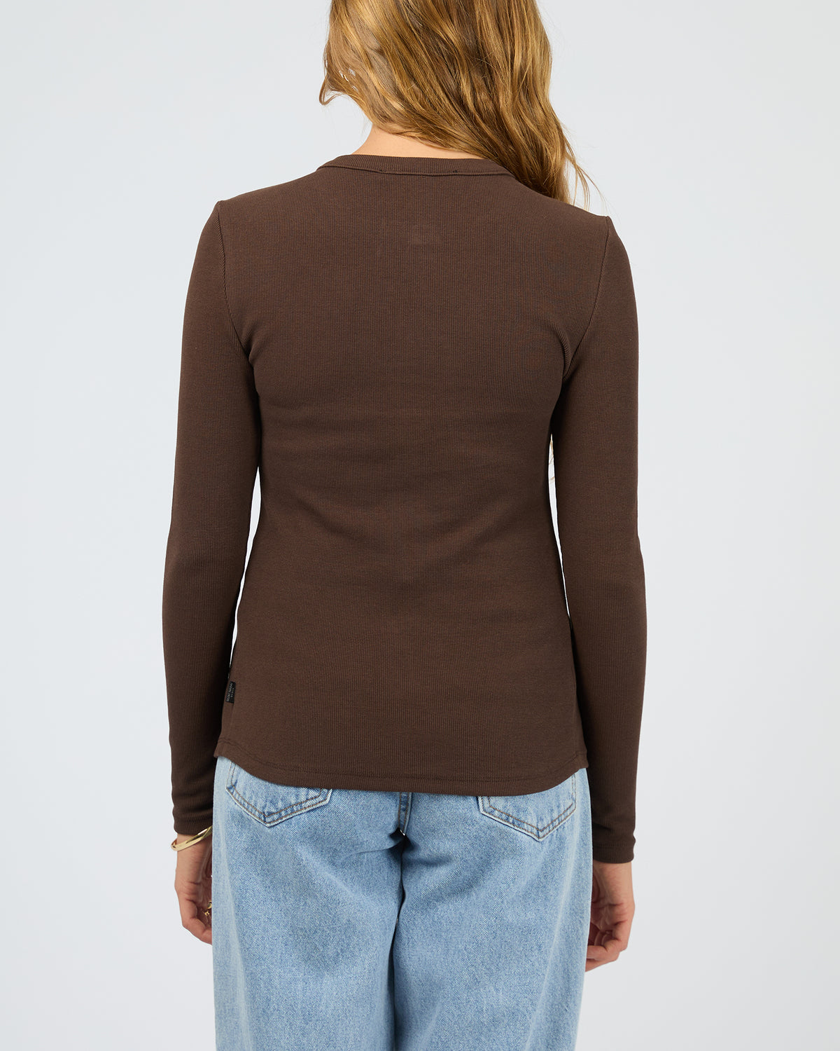 Button Up Long Sleeve Tee Chocolate