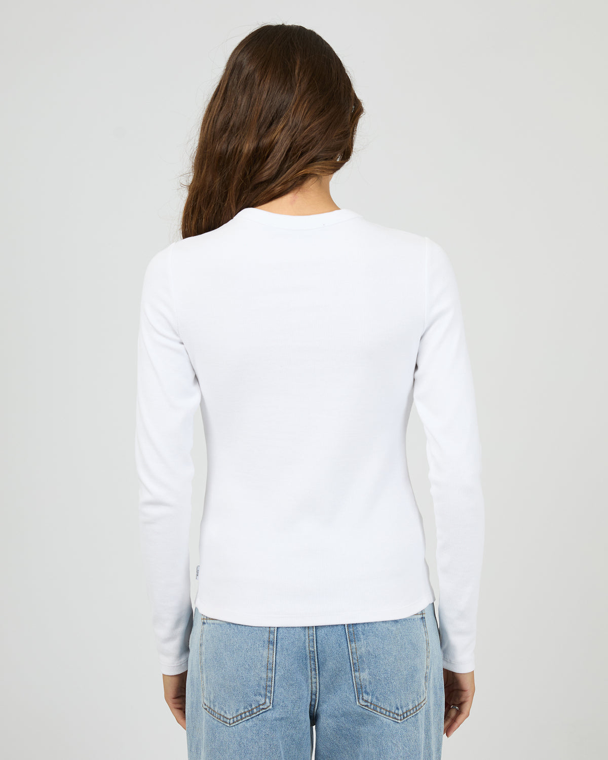 Button Up Long Sleeve Tee White