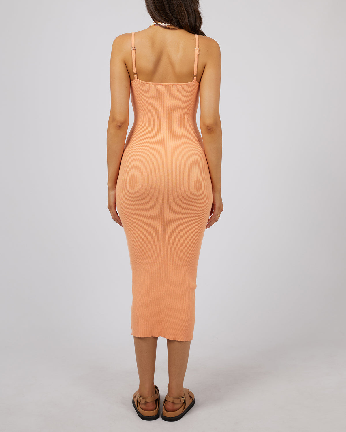 Henley Knit Midi Dress Orange