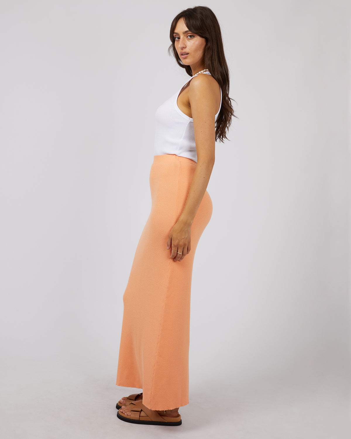 Henley Knit Skirt Orange