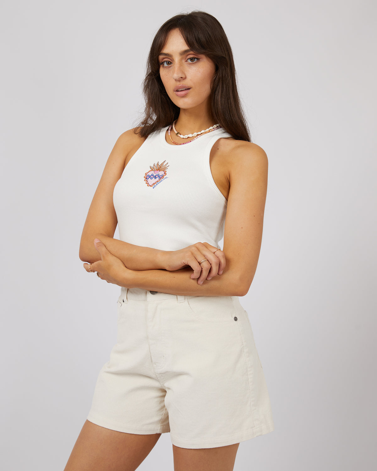 Daria Rib Baby Tank Vintage White