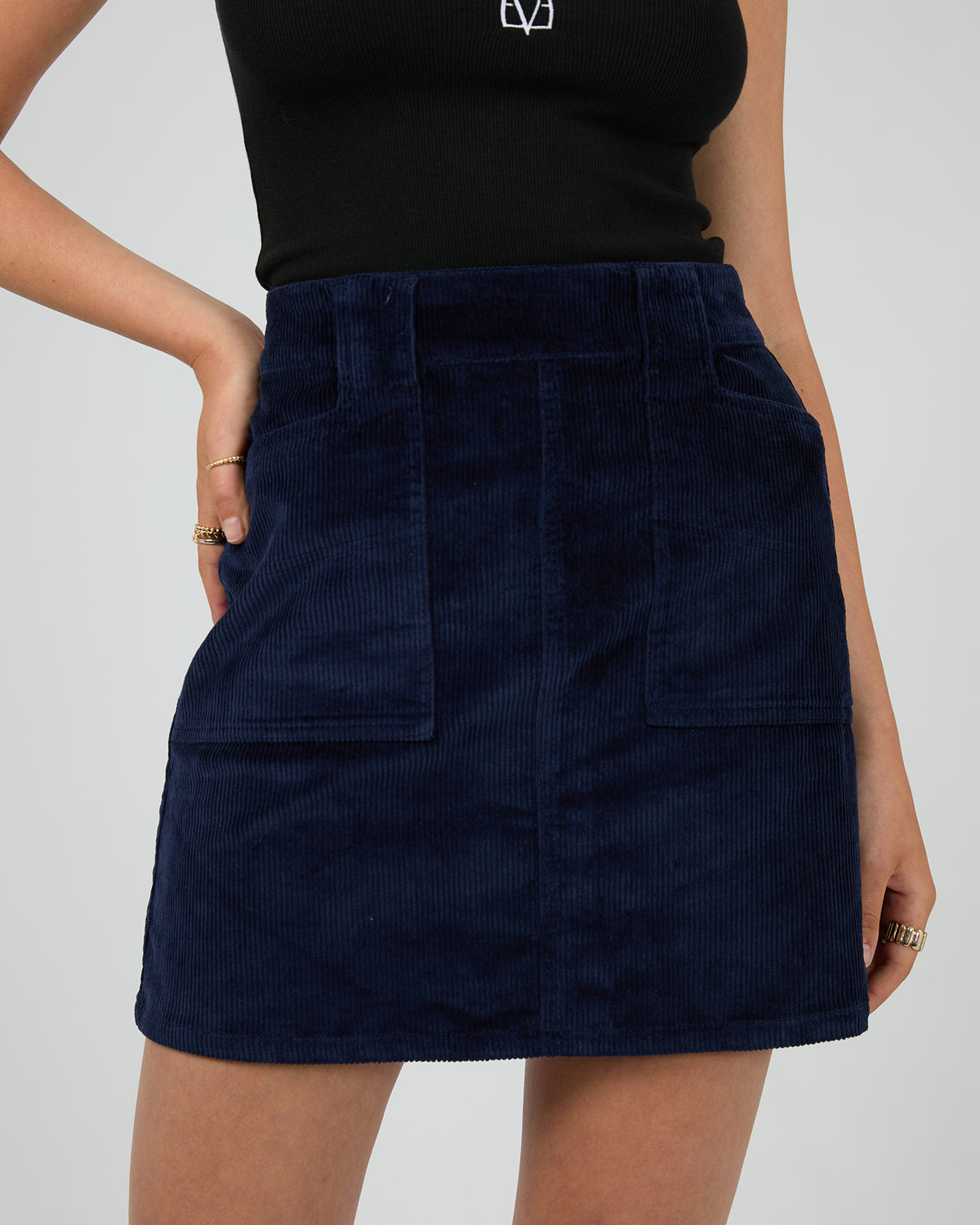 Gaia Cord Mini Skirt Navy