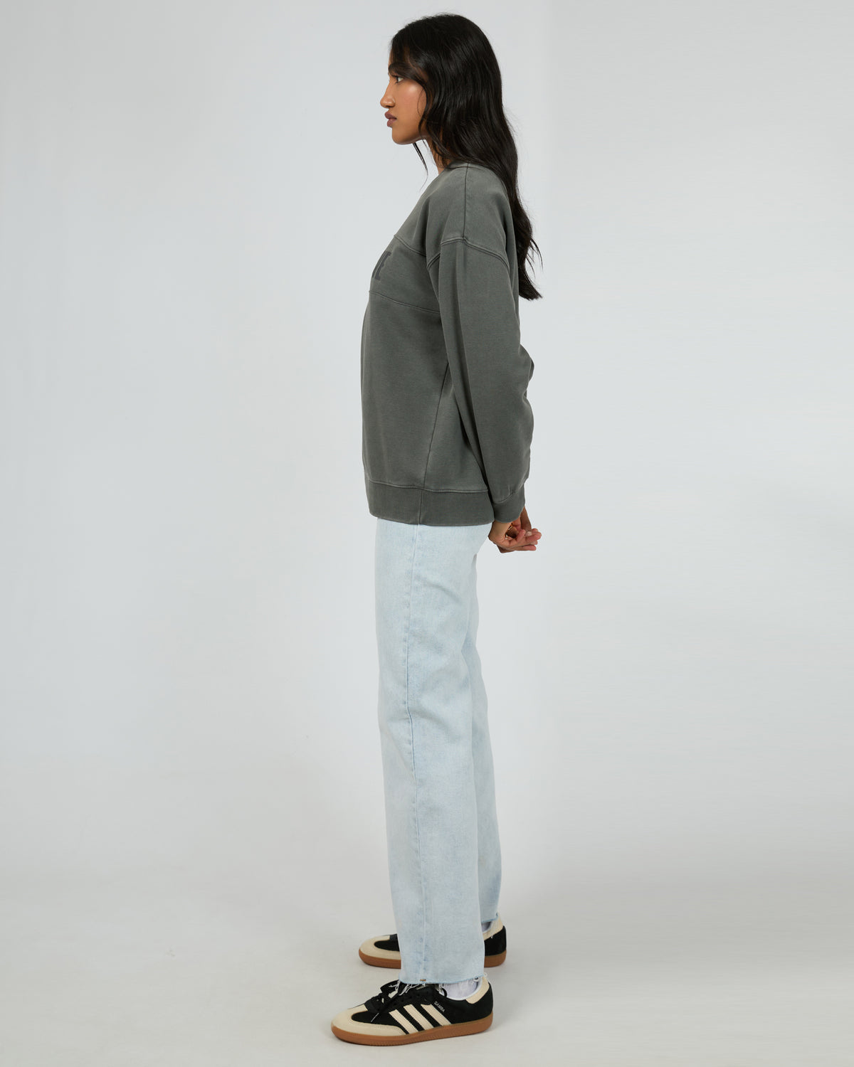 Vital Washed Oversized Crew Charcoal