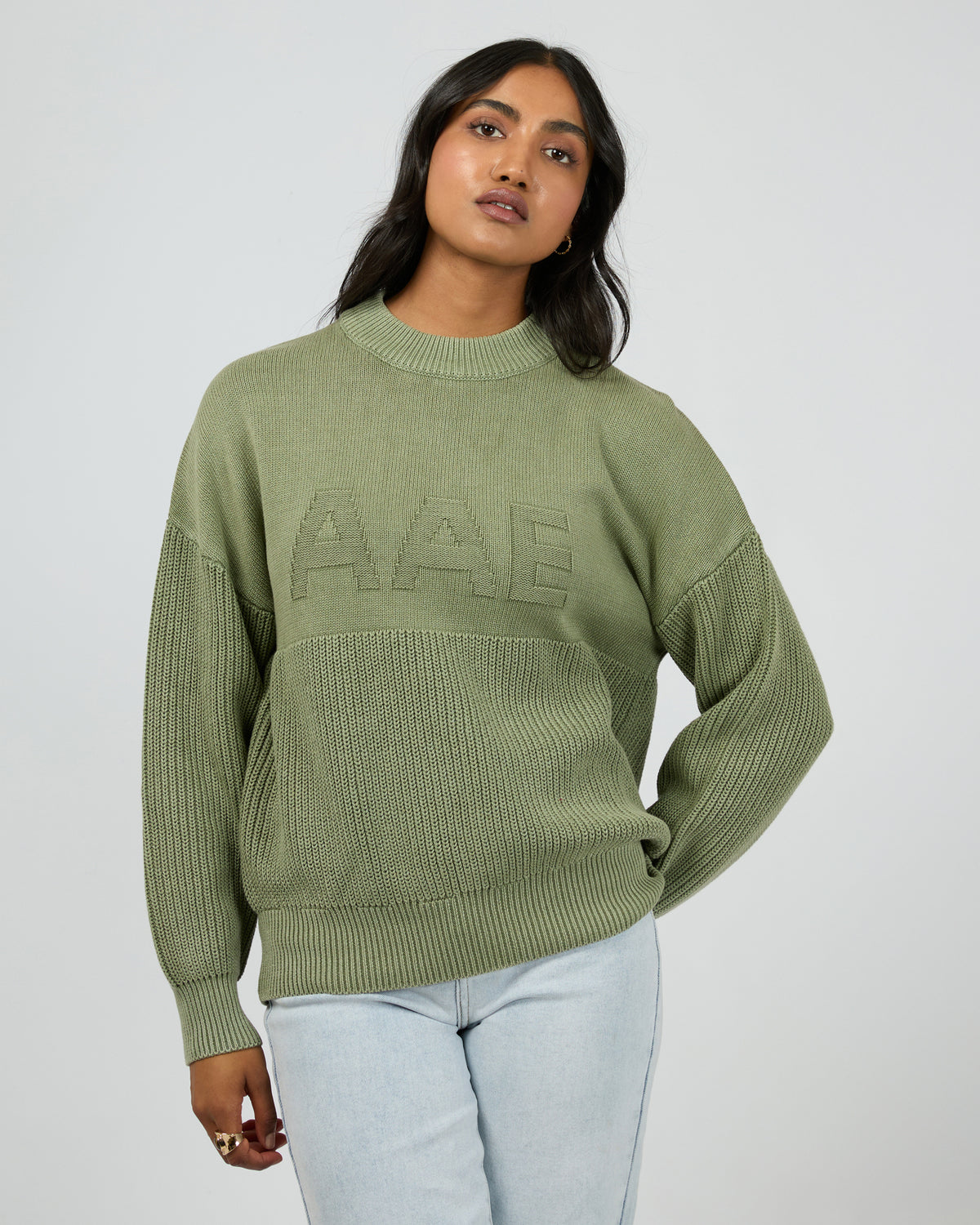 Vital Washed Knit Crew Khaki
