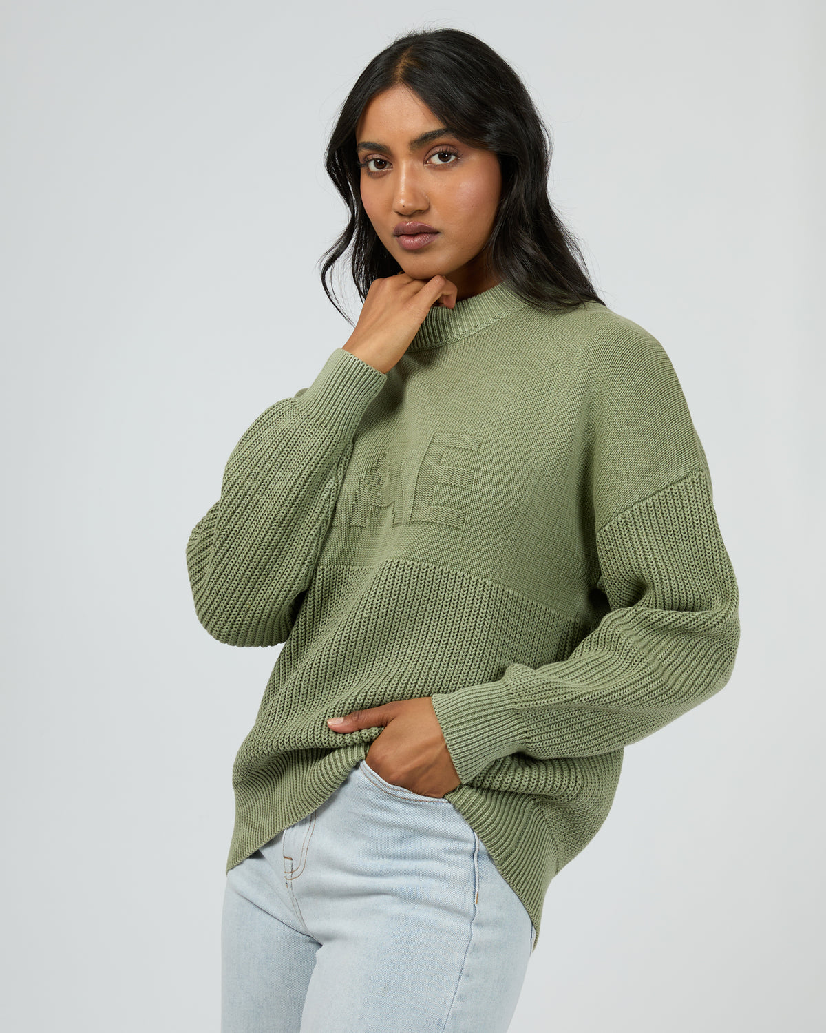 Vital Washed Knit Crew Khaki