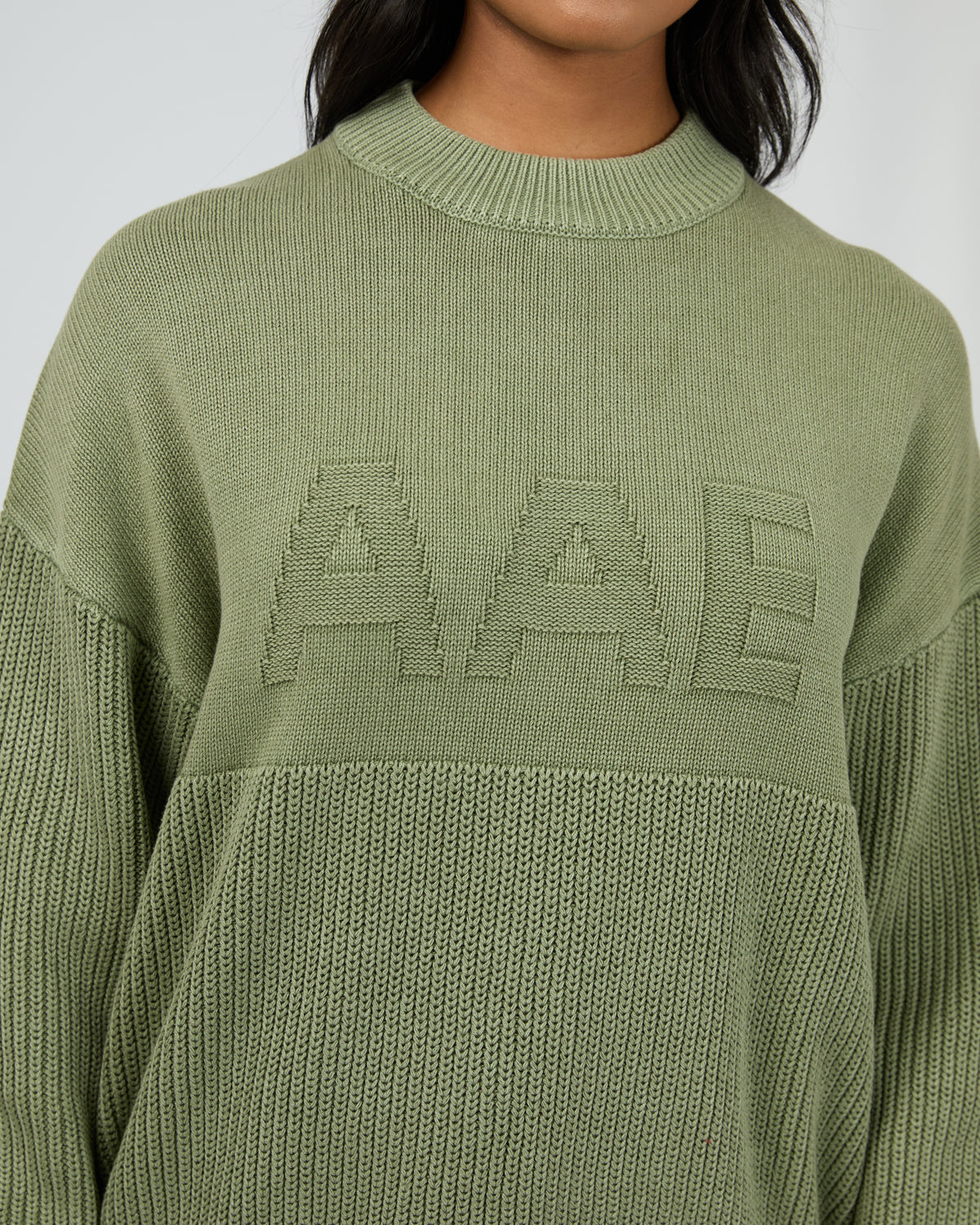 Vital Washed Knit Crew Khaki