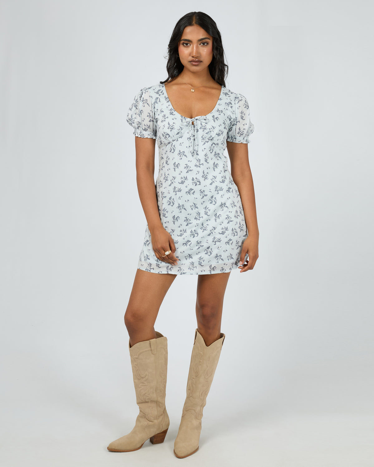 Sylvie V-Neck Mini Dress Blue