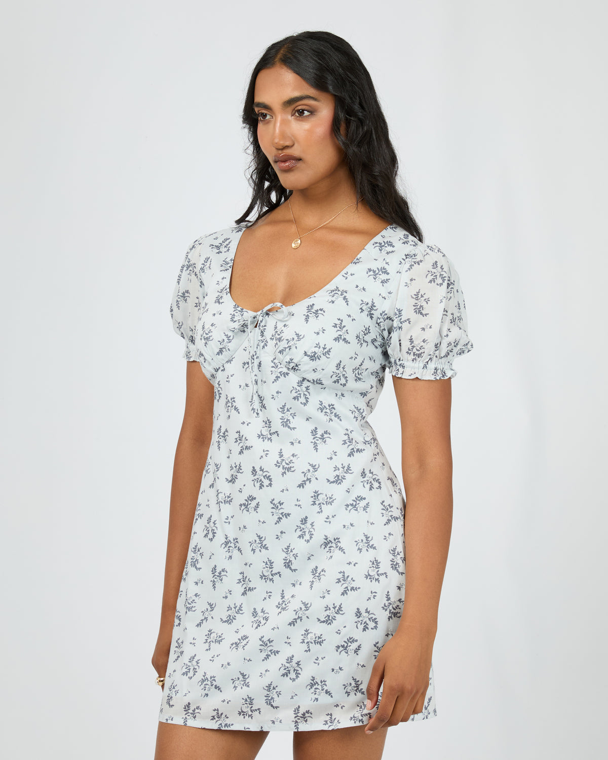 Sylvie V-Neck Mini Dress Blue