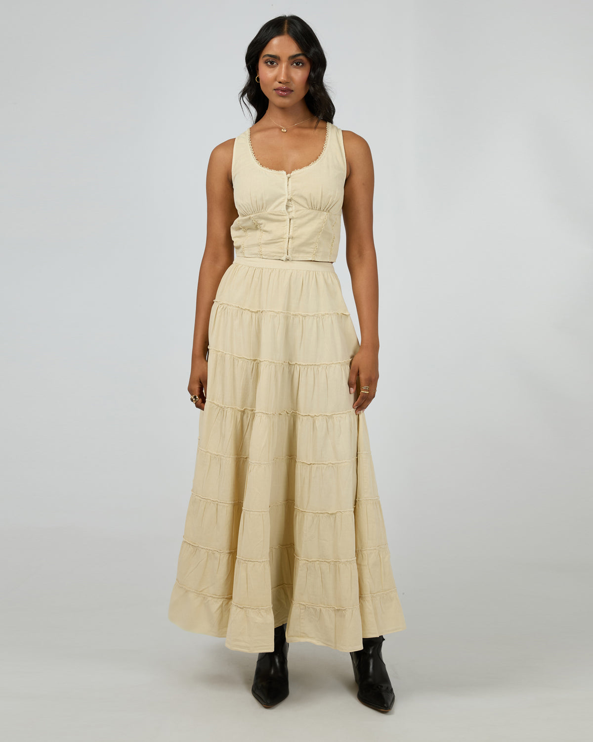 Sadie Tiered Maxi Skirt Vanilla