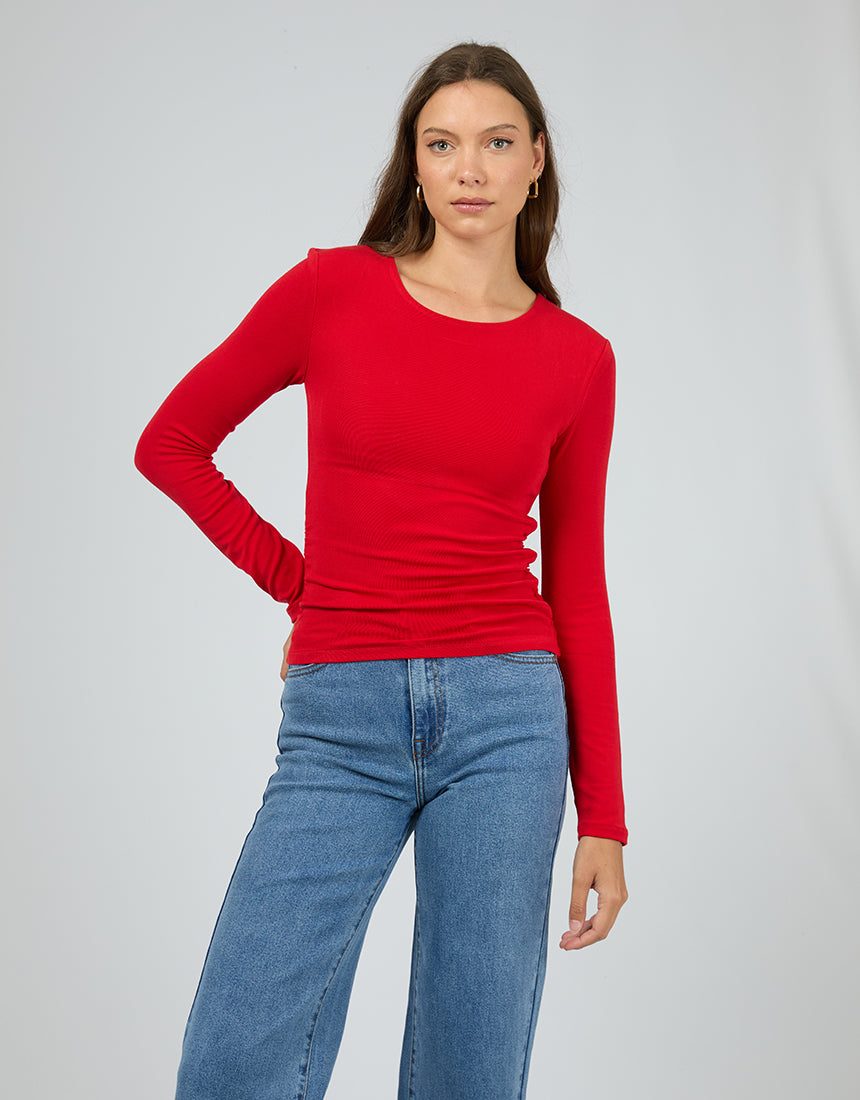 Kylie Long Sleeve Top Scarlet