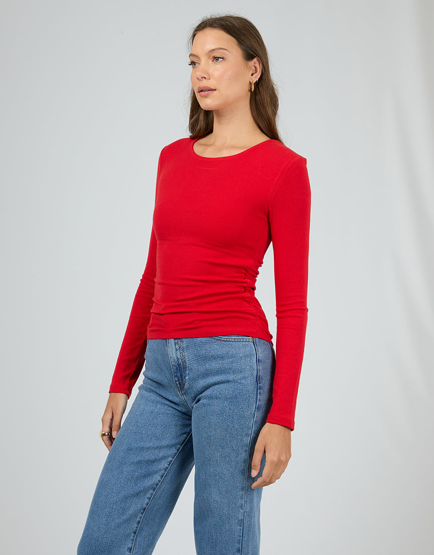 Kylie Long Sleeve Top Scarlet