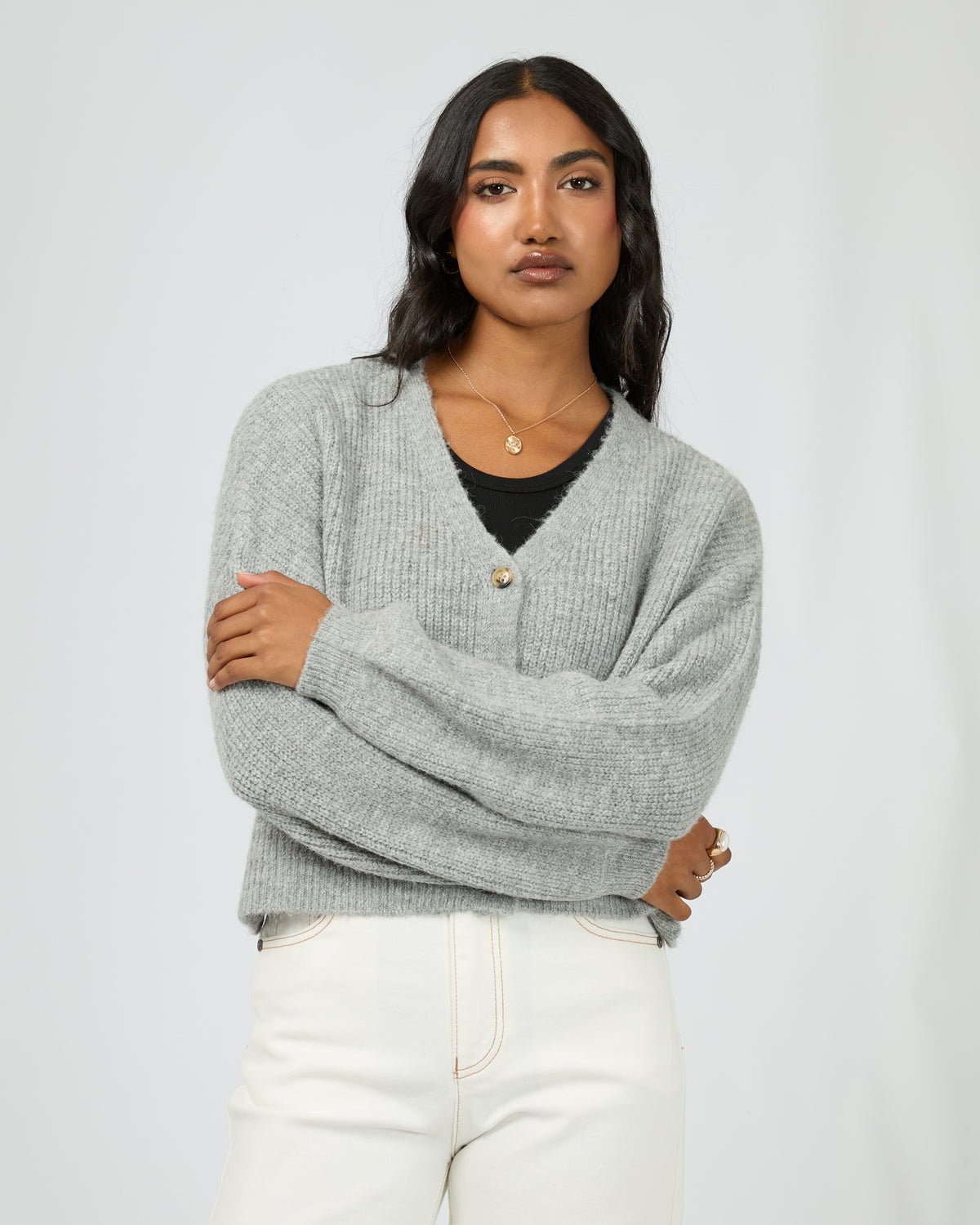 Selena Knit Cardi Grey Marle