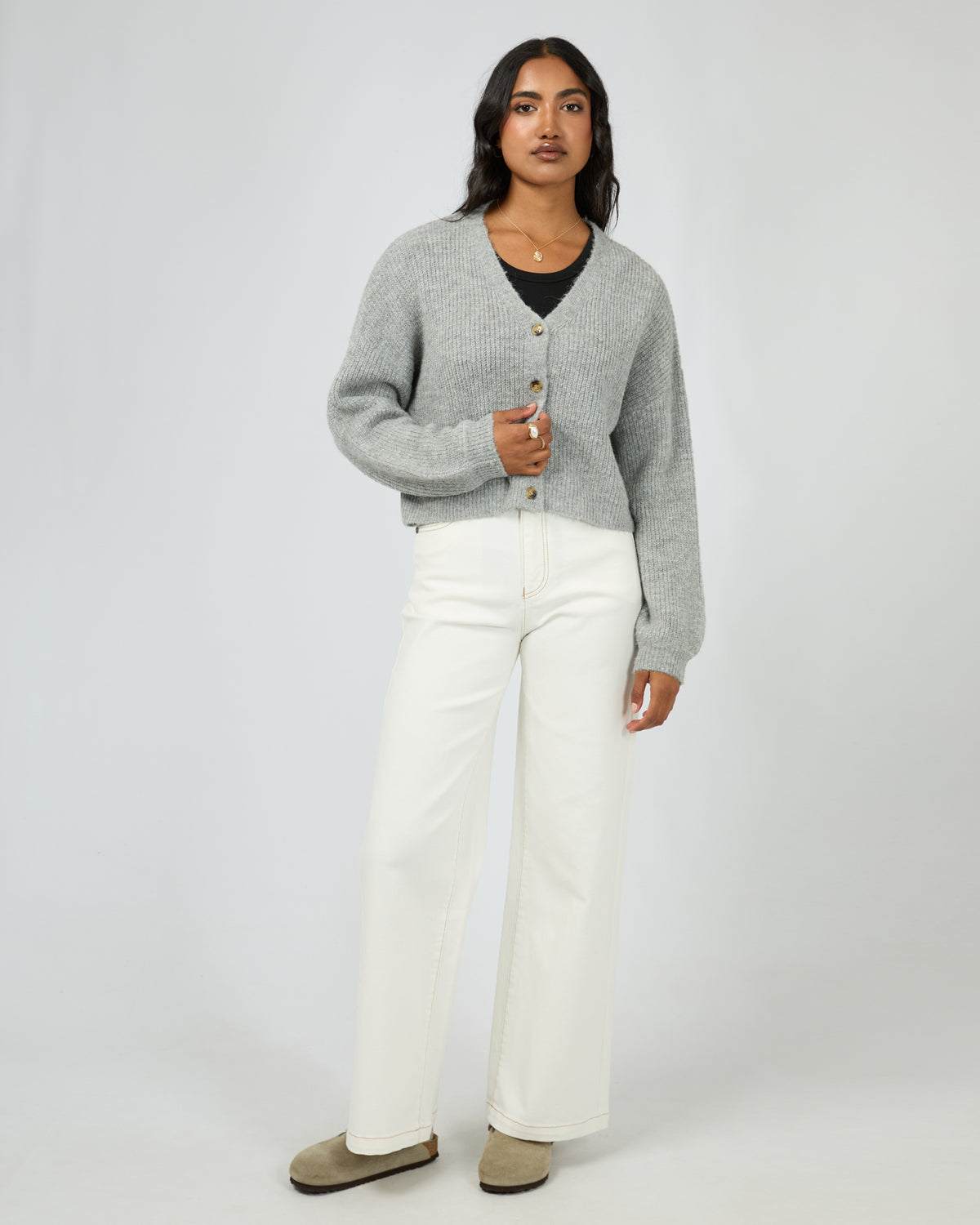 Selena Knit Cardi Grey Marle