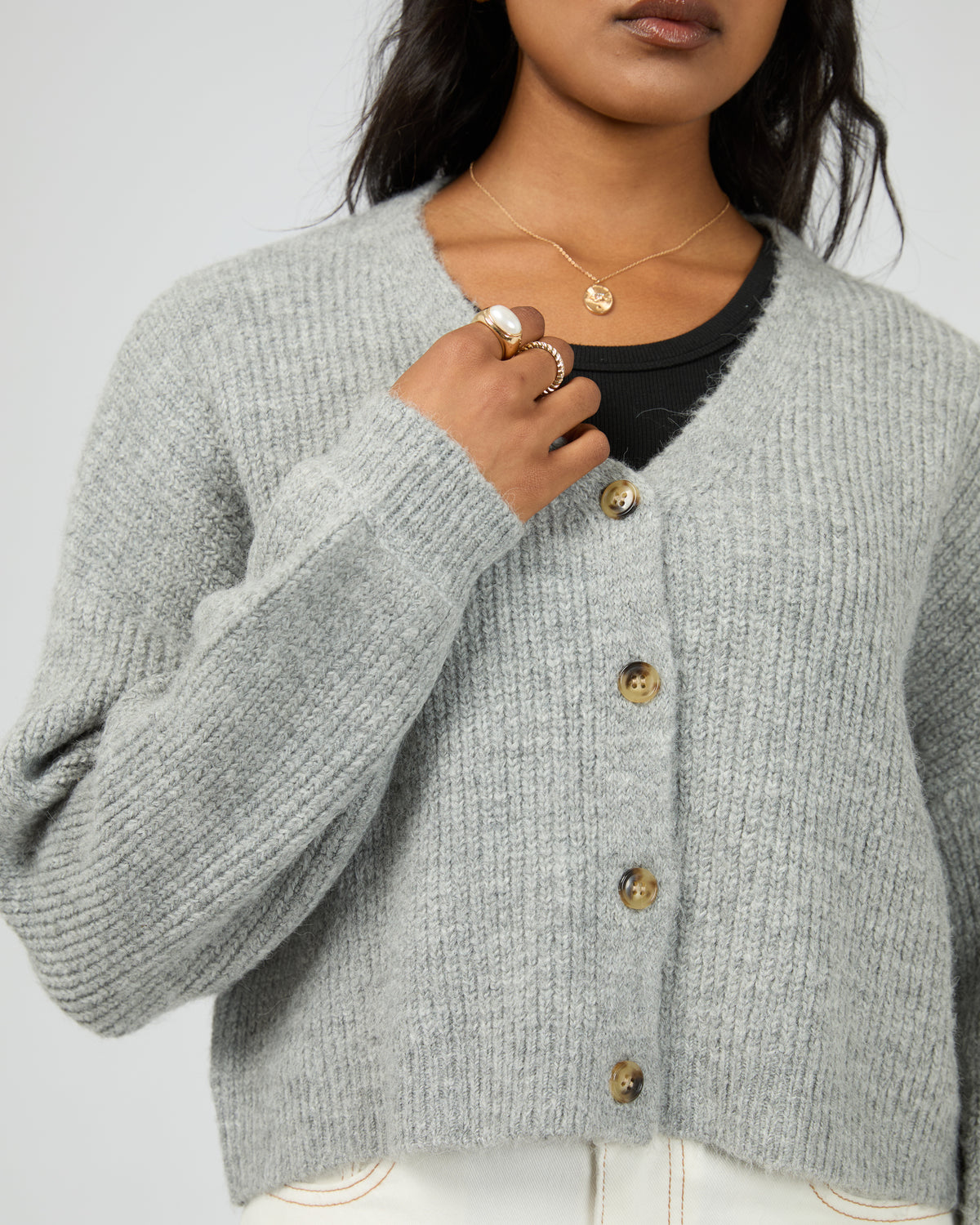 Selena Knit Cardi Grey Marle