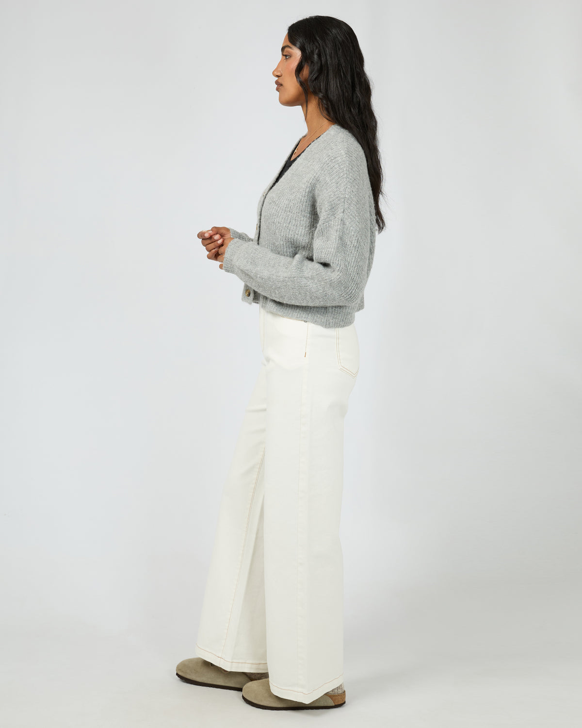 Selena Knit Cardi Grey Marle