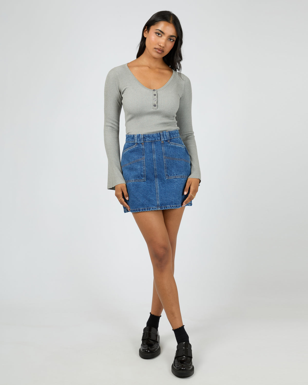 Darcie Knit Top Grey Marle