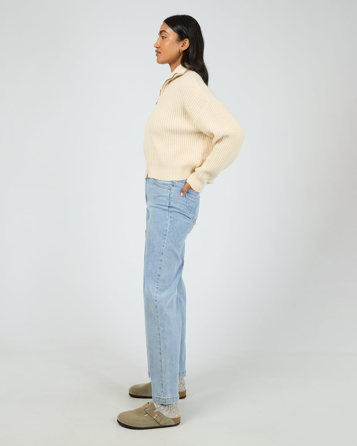 Bridie Knit Zip Through Vanilla