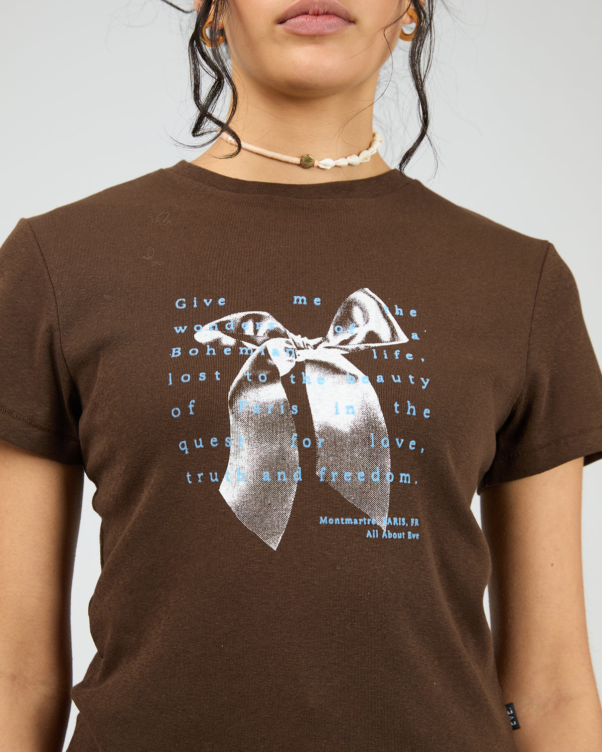 Clover Baby Tee Brown