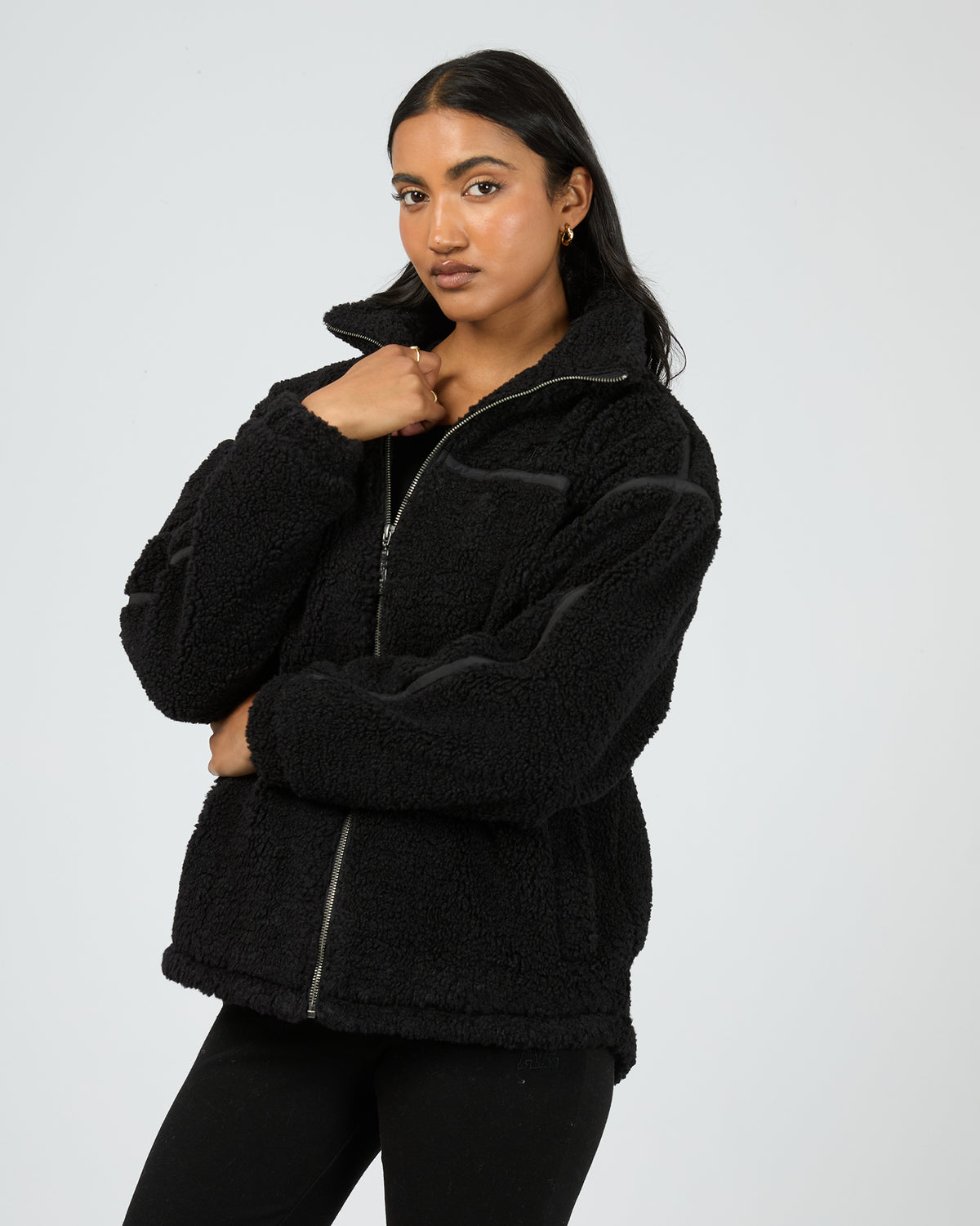 Newport Zip Thru Teddy Black