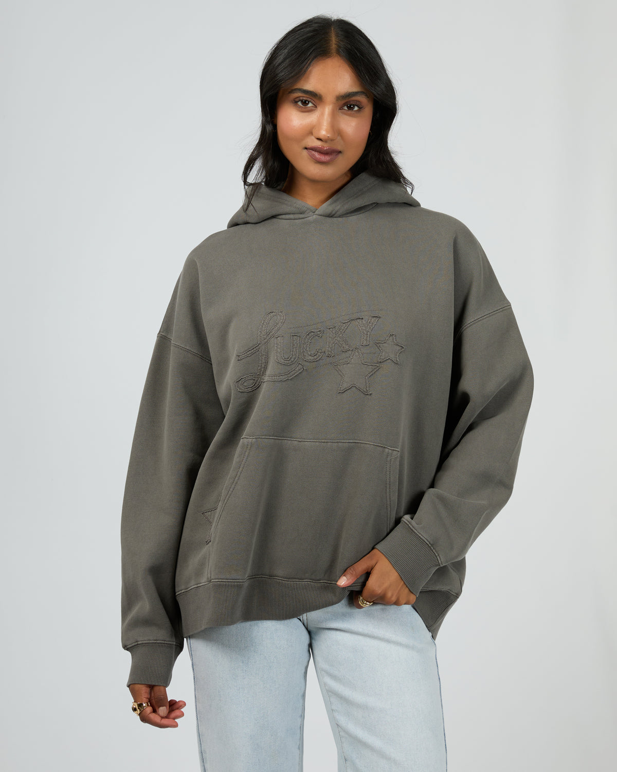 Lucky Star Relaxed Hoodie Charcoal