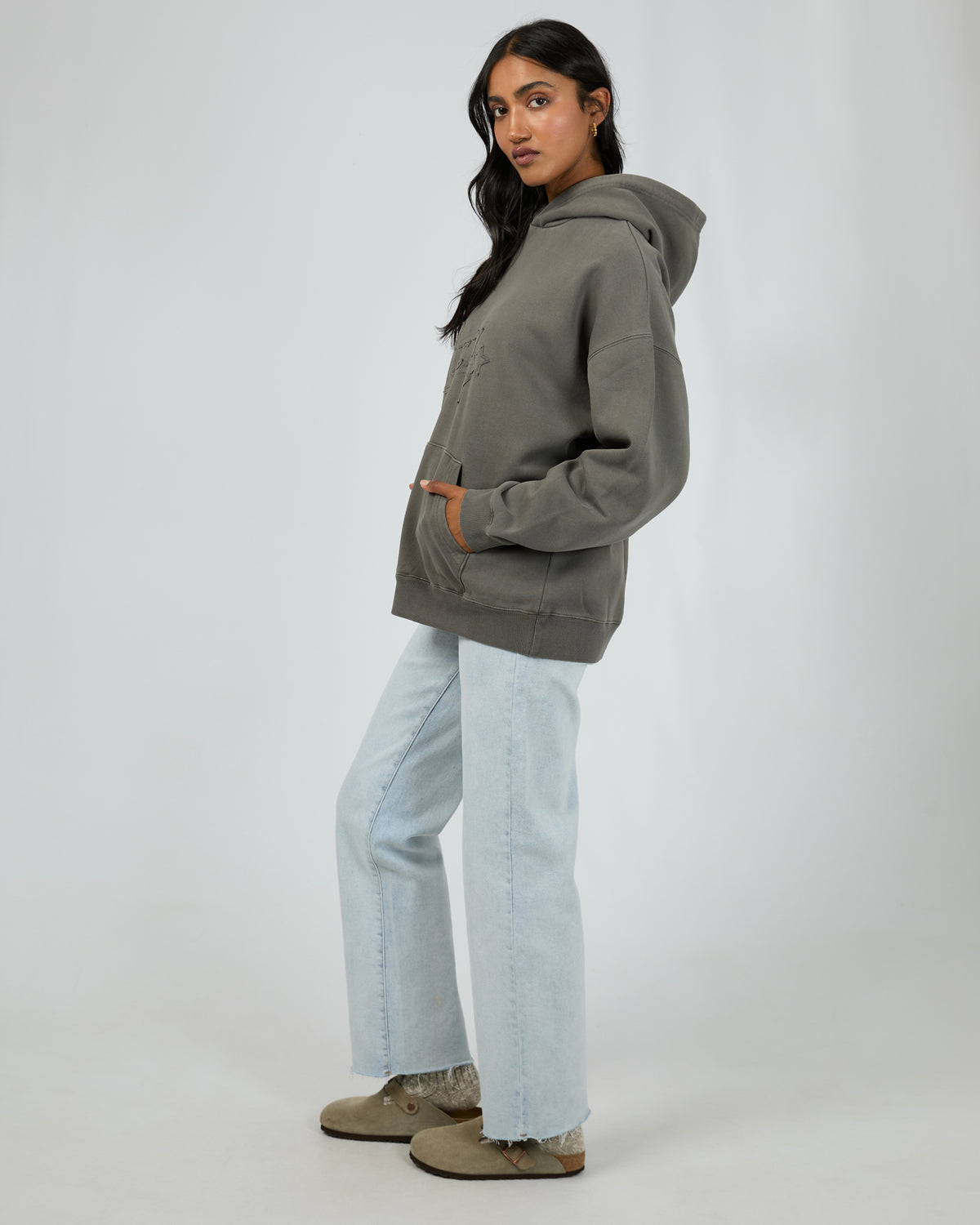 Lucky Star Relaxed Hoodie Charcoal