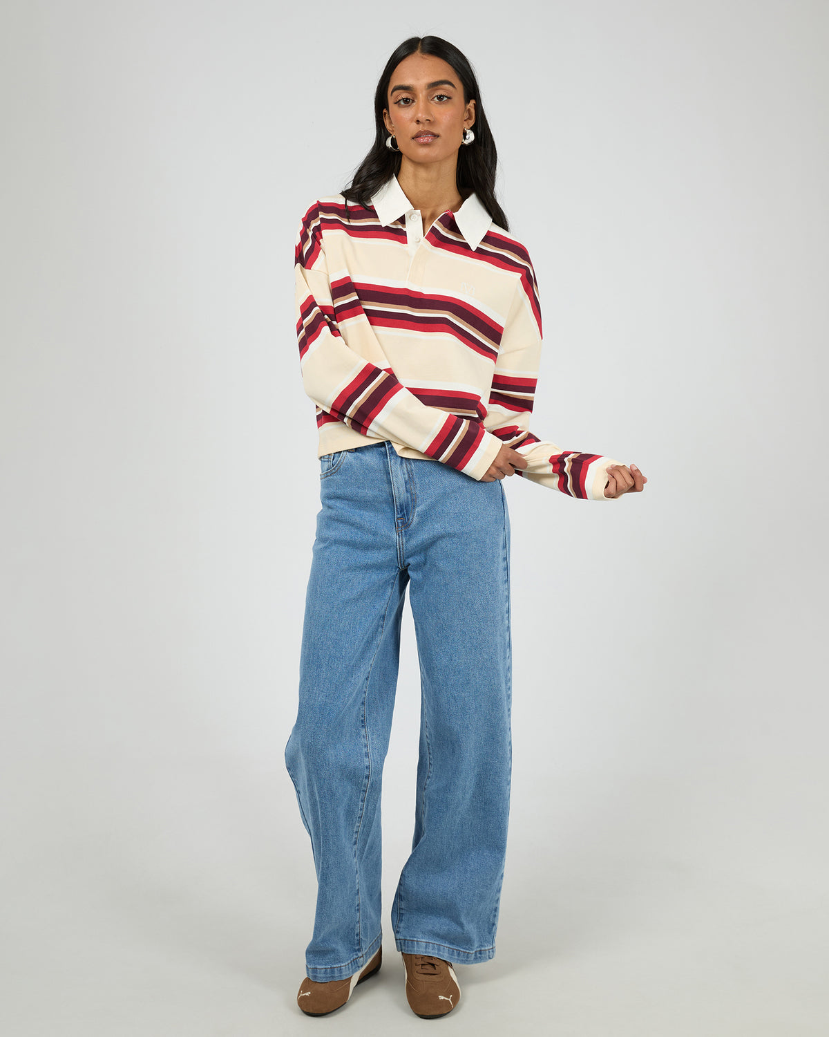 Addison Rugby Top Berry/ White Stripe