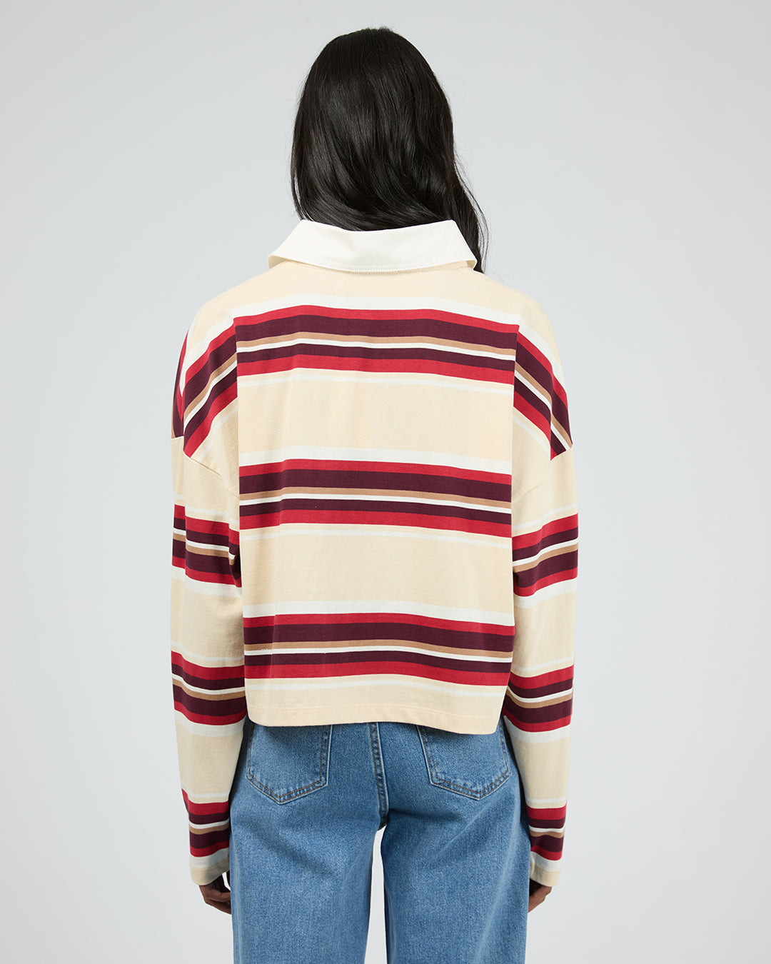 Addison Rugby Top Berry/ White Stripe