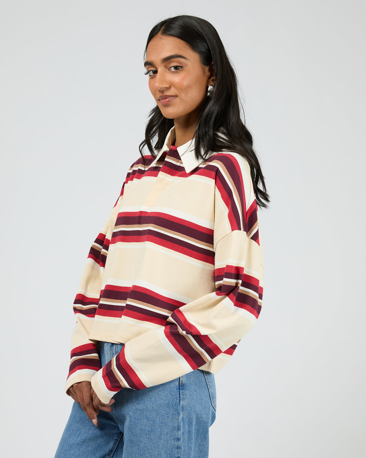 Addison Rugby Top Berry/ White Stripe