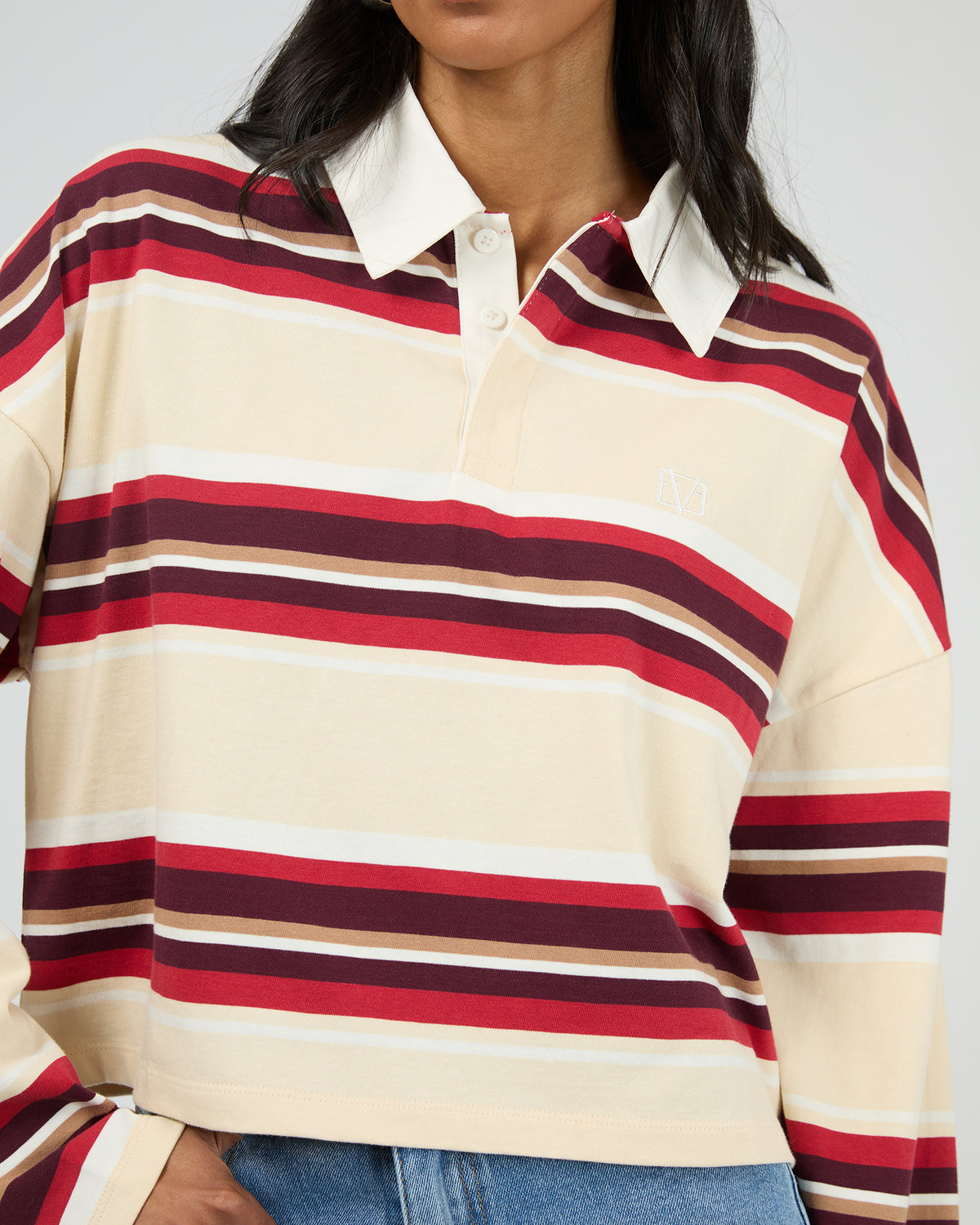 Addison Rugby Top Berry/ White Stripe