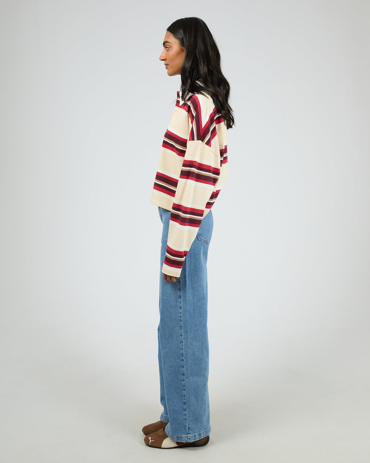 Addison Rugby Top Berry/ White Stripe