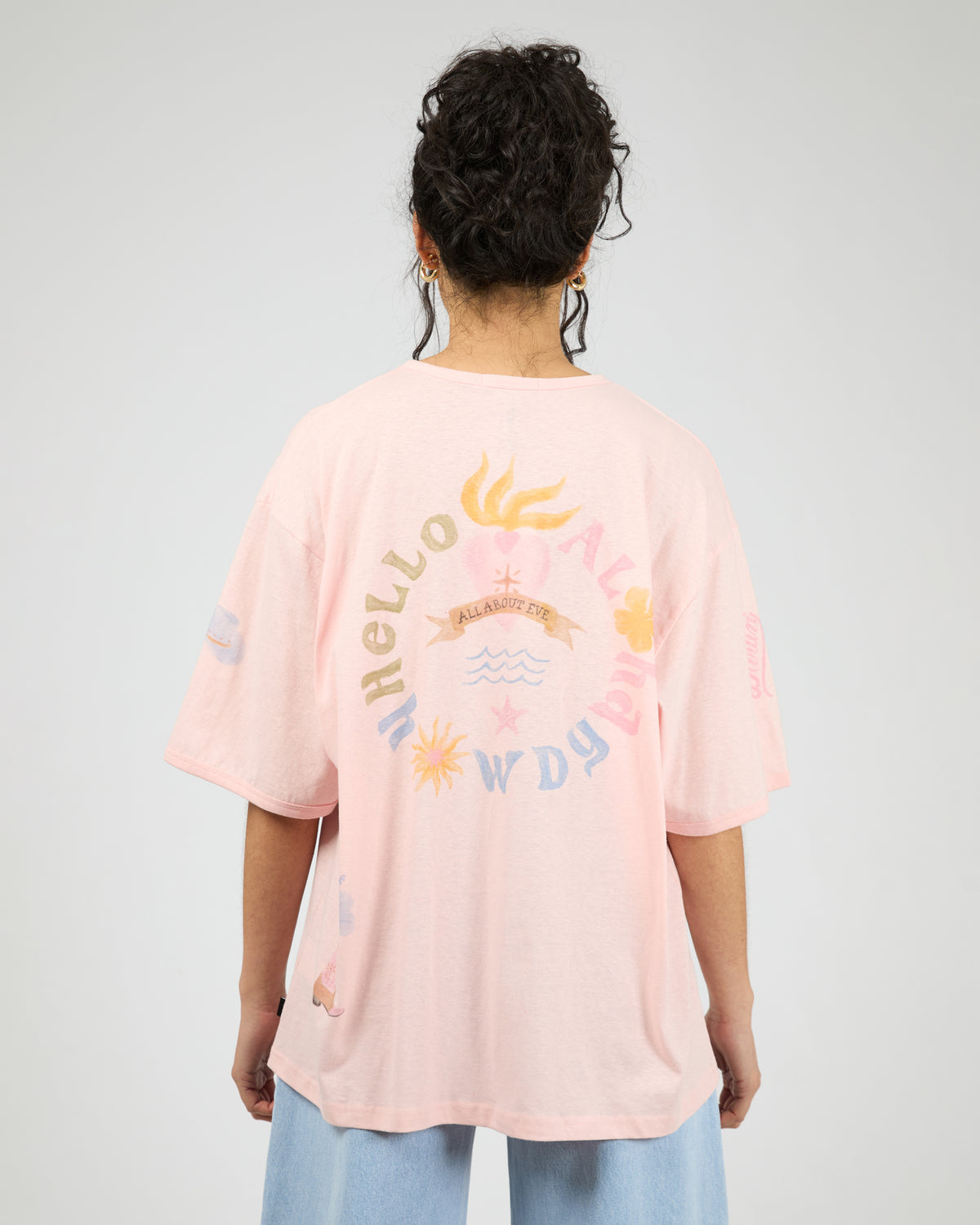 Aloha Howdy Oversized Tee Pale Pink