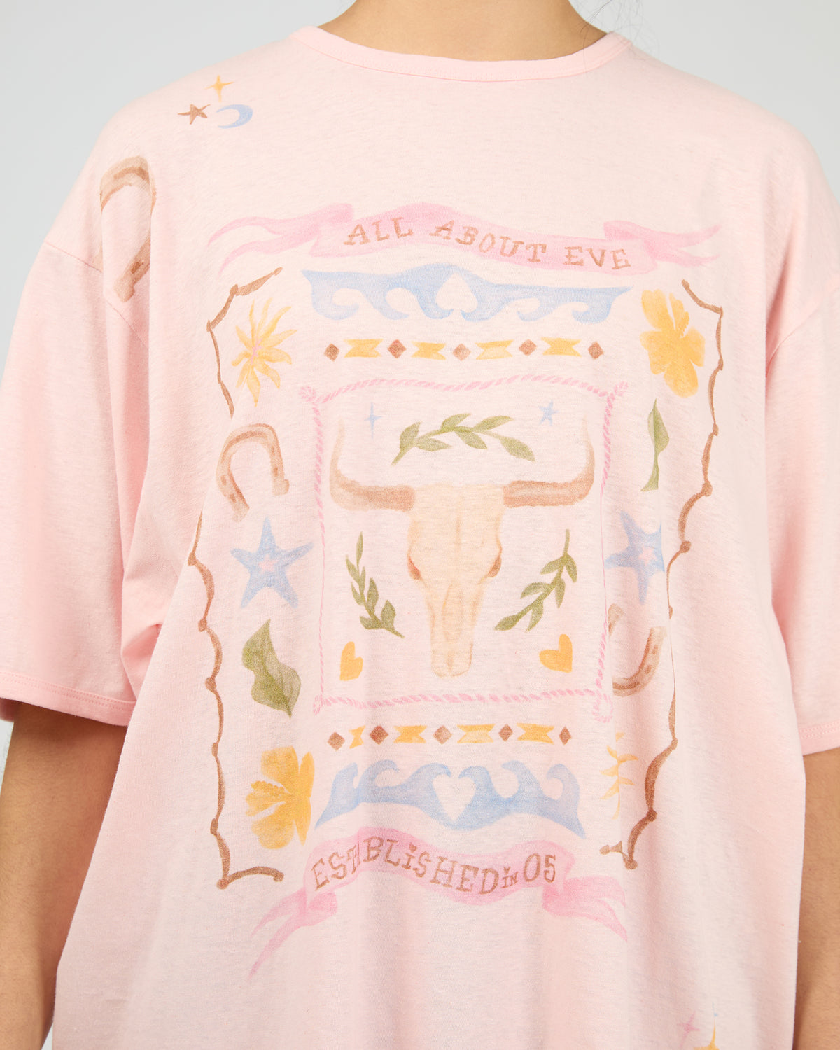 Aloha Howdy Oversized Tee Pale Pink