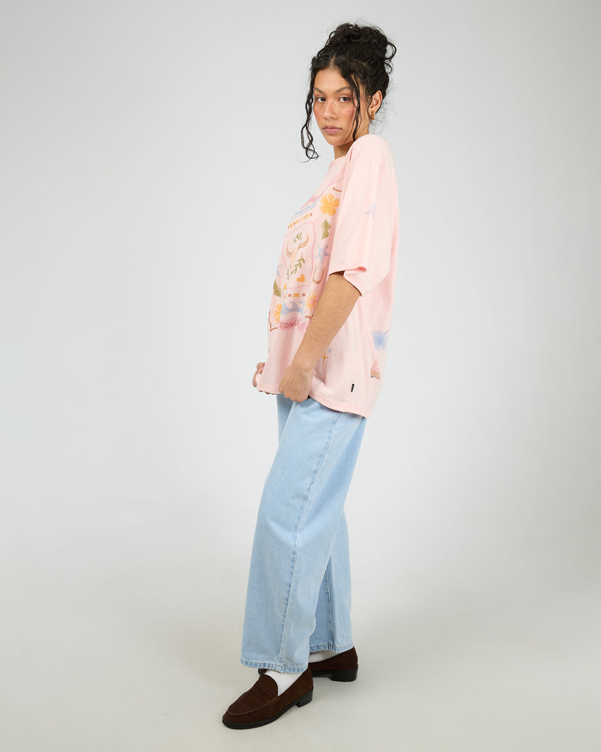 Aloha Howdy Oversized Tee Pale Pink