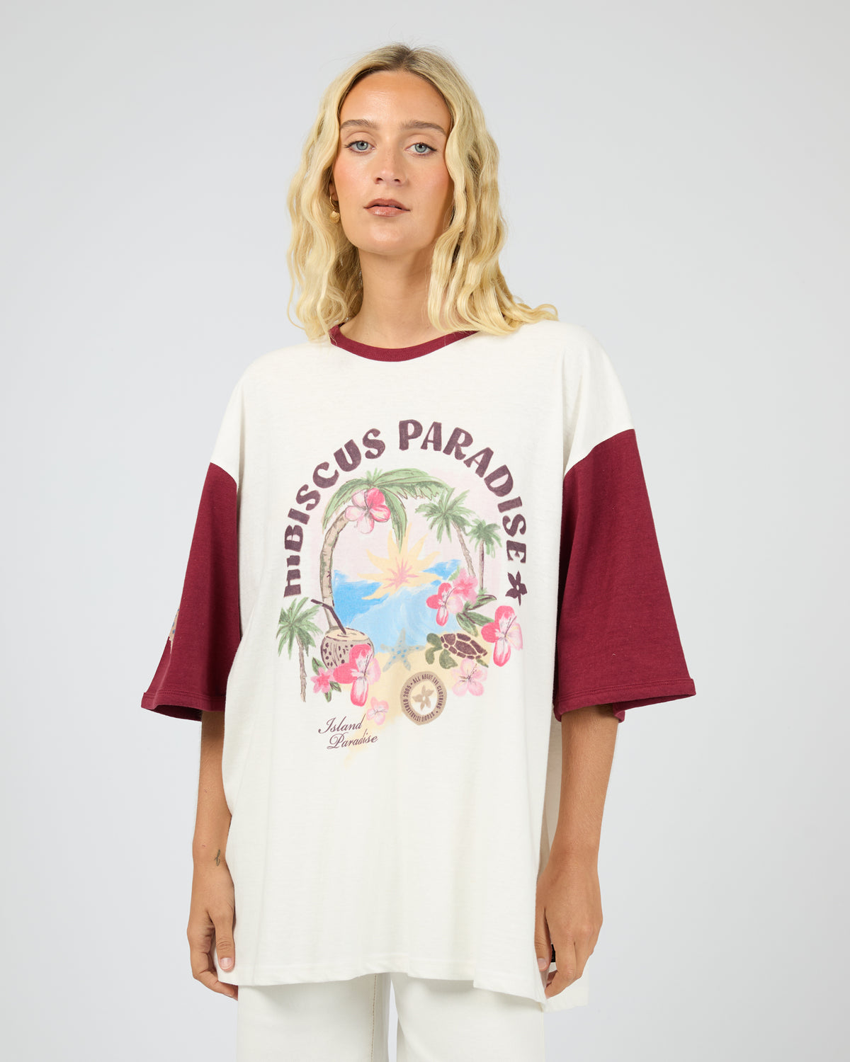 Paradise Oversized Tee Wine