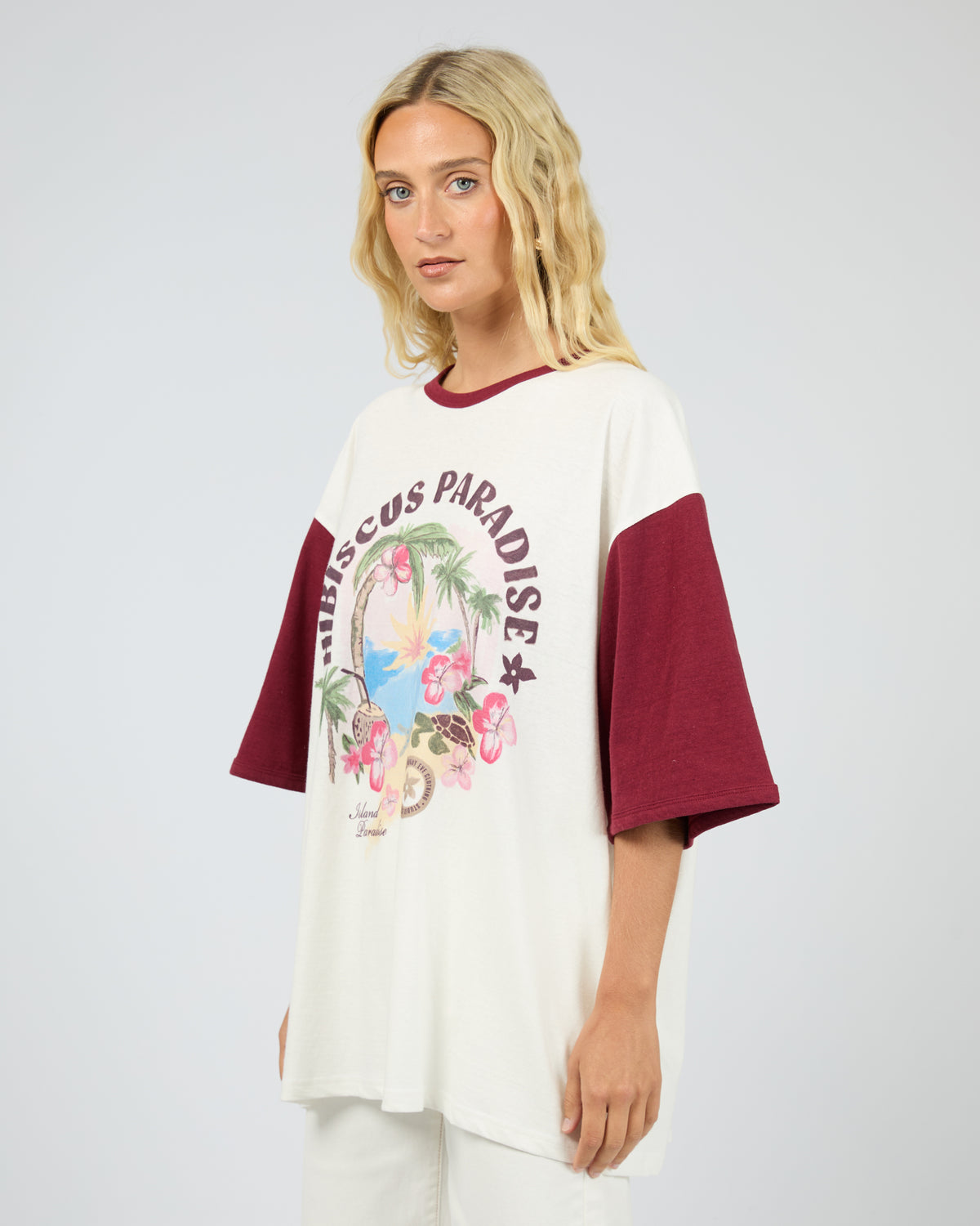 Paradise Oversized Tee Wine