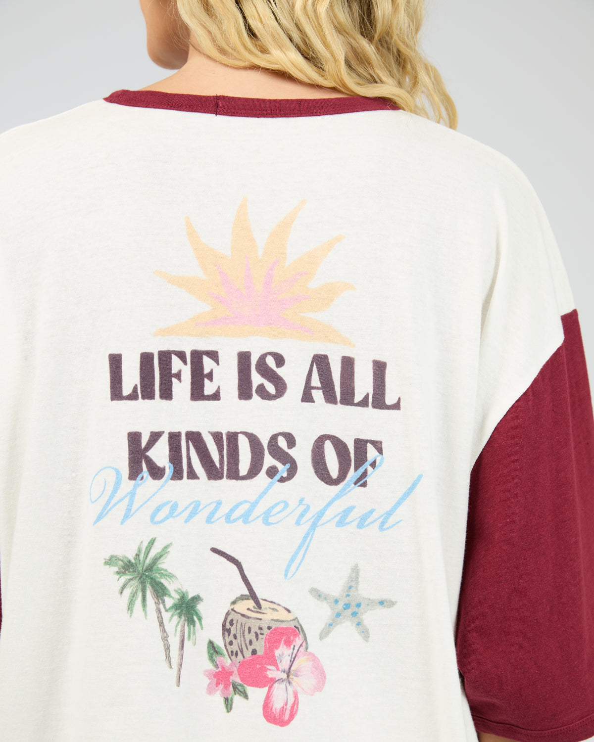 Paradise Oversized Tee Wine
