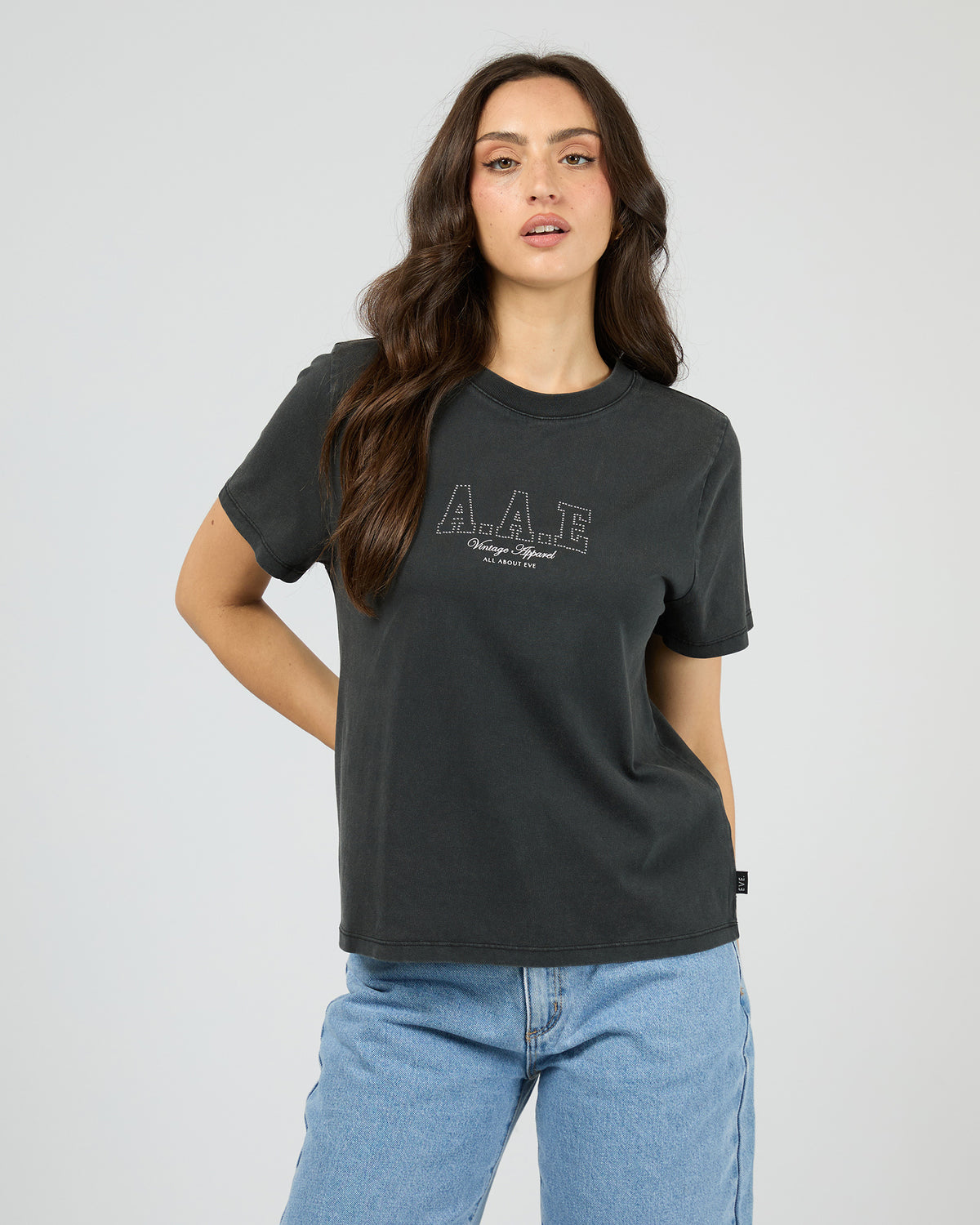 Vintage Studded Tee Washed Black