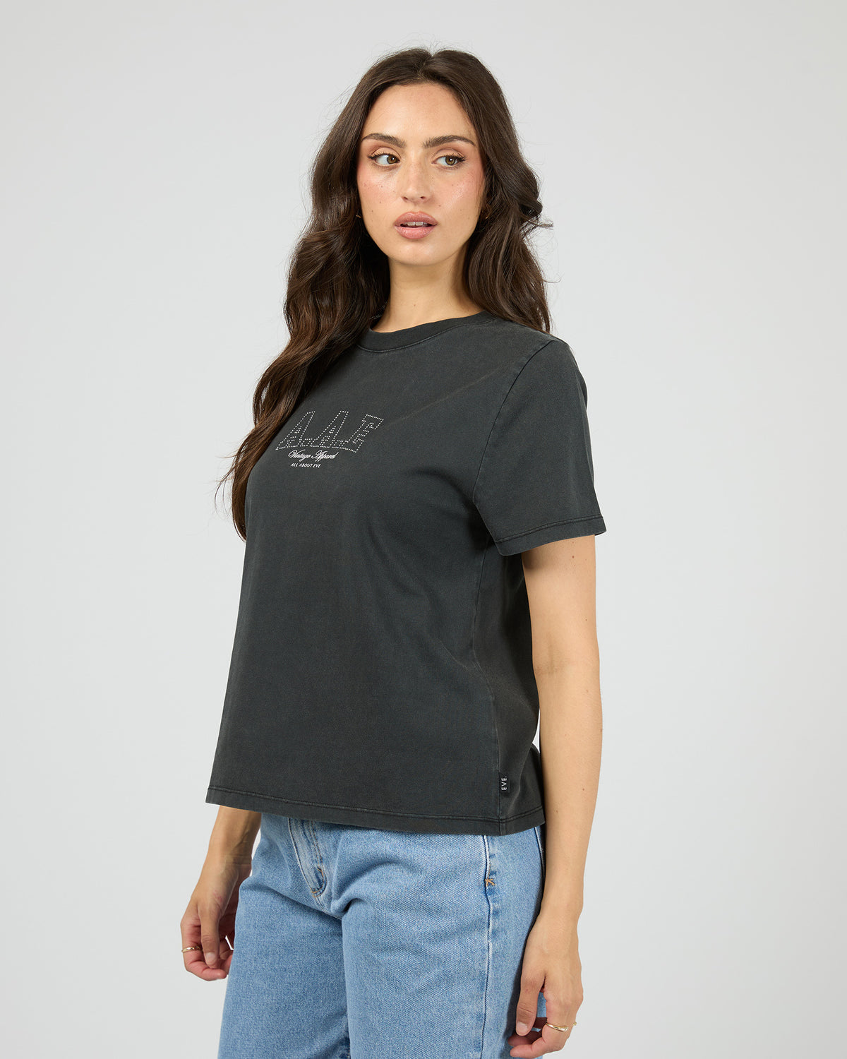 Vintage Studded Tee Washed Black
