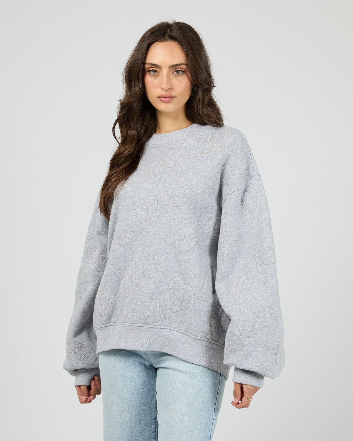Serif Oversized Box Crew Grey Marle