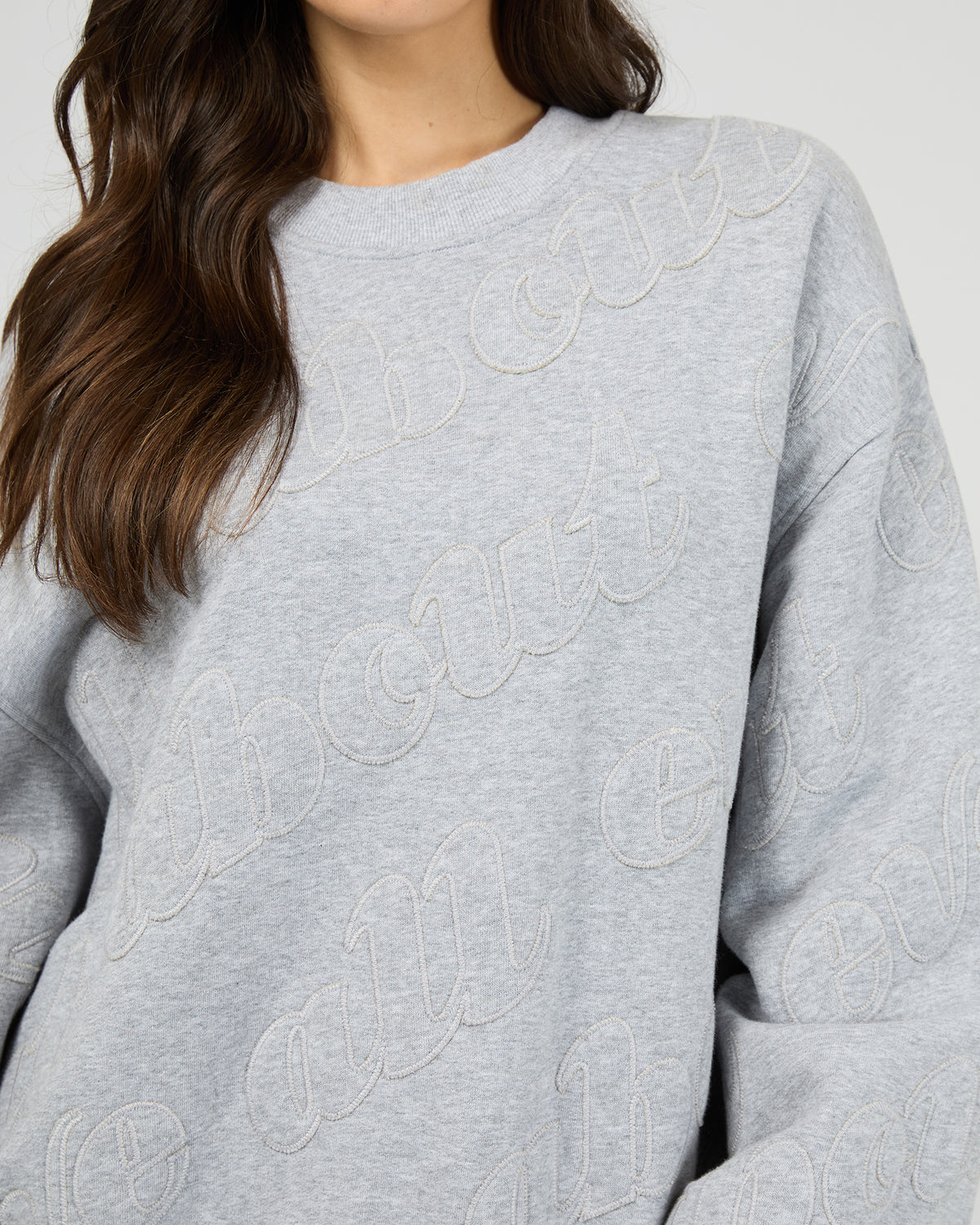 Serif Oversized Box Crew Grey Marle