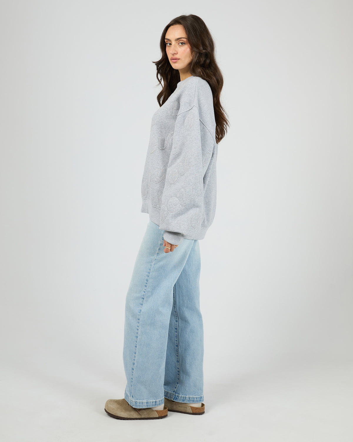 Serif Oversized Box Crew Grey Marle